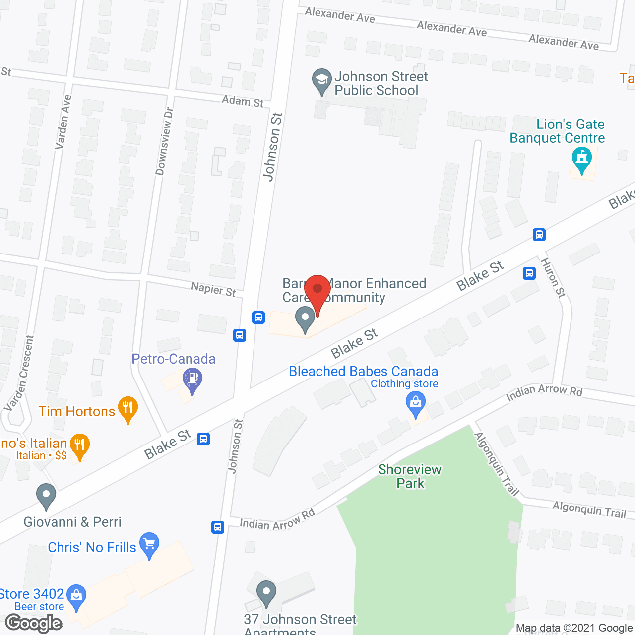 Barrie Manor Retirement Community in google map