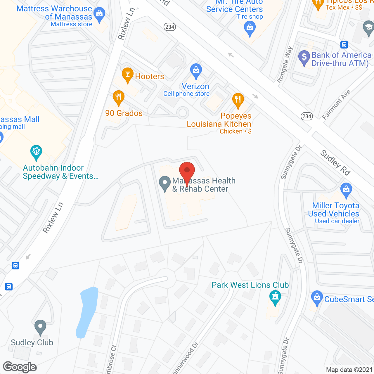 Manassas Health & Rehab Center in google map