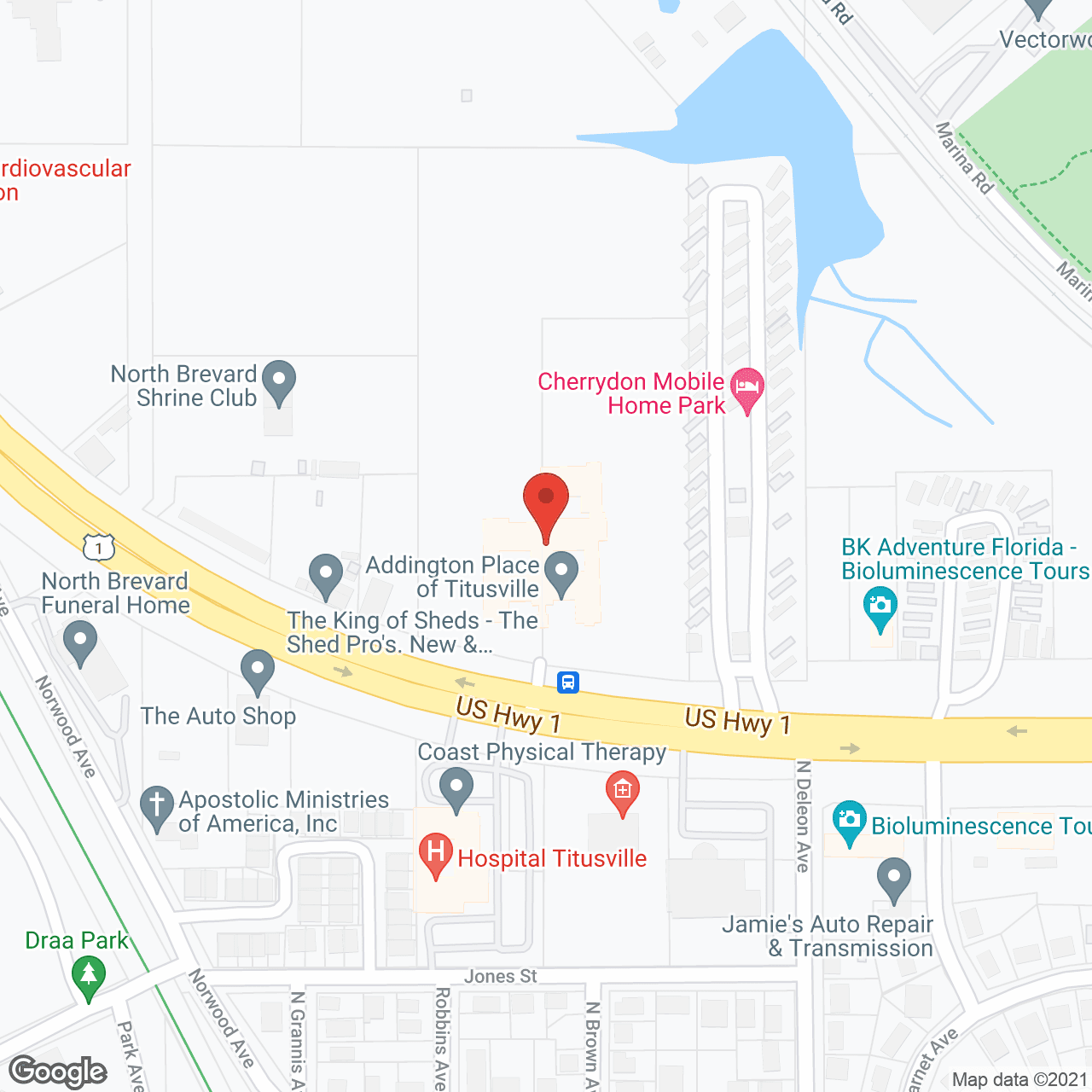 Addington Place of Titusville in google map
