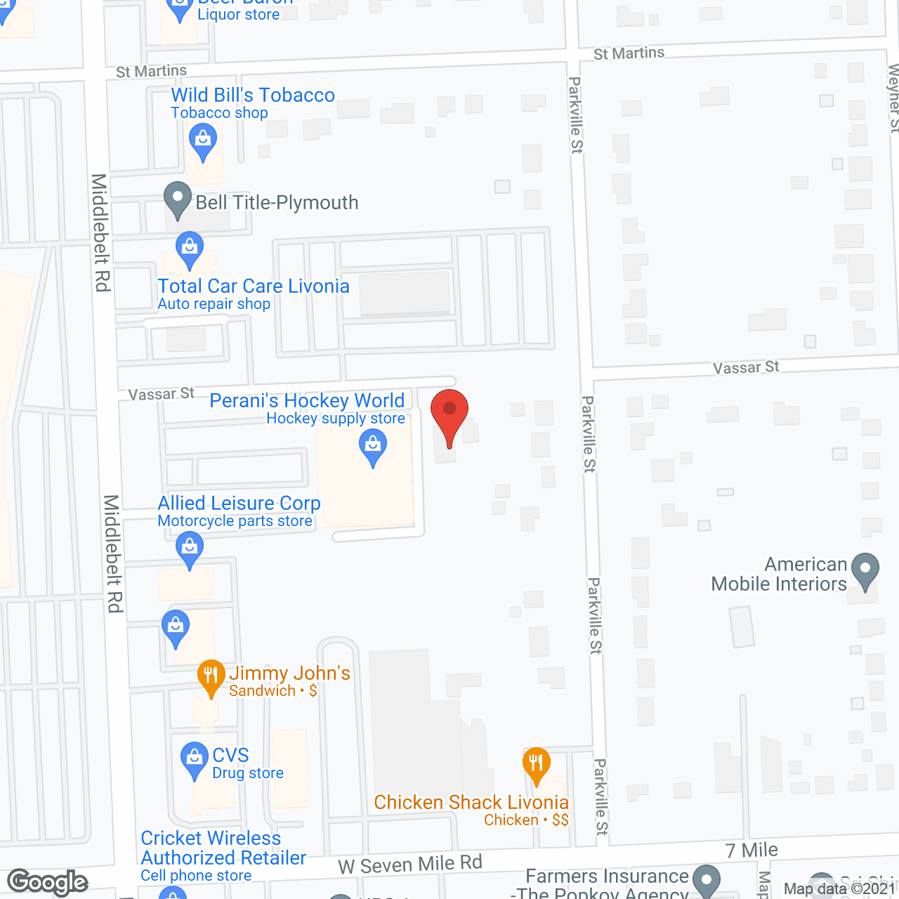 Livonia Manor in google map