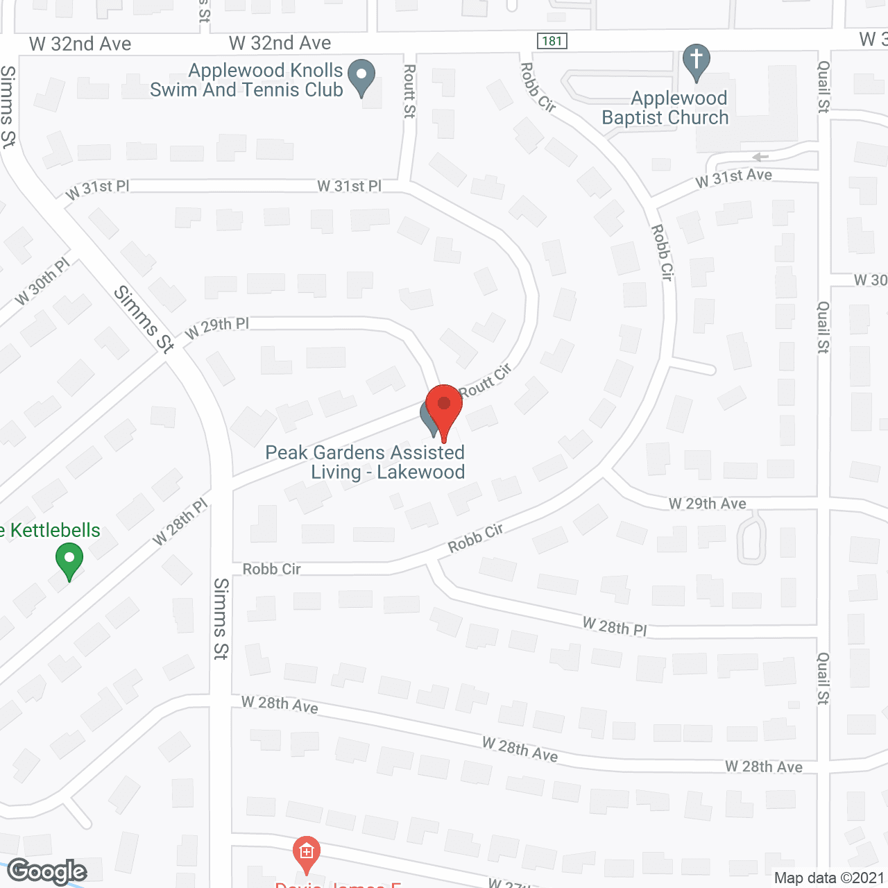 Peak Gardens Lakewood in google map
