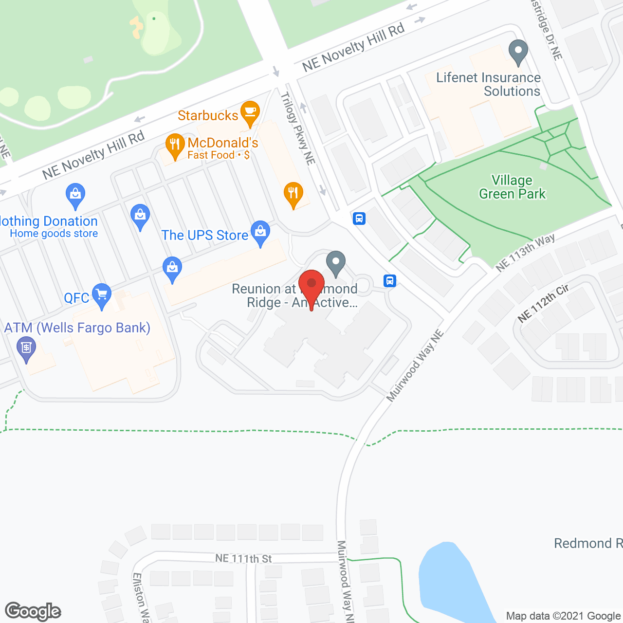 Reunion at Redmond Ridge in google map