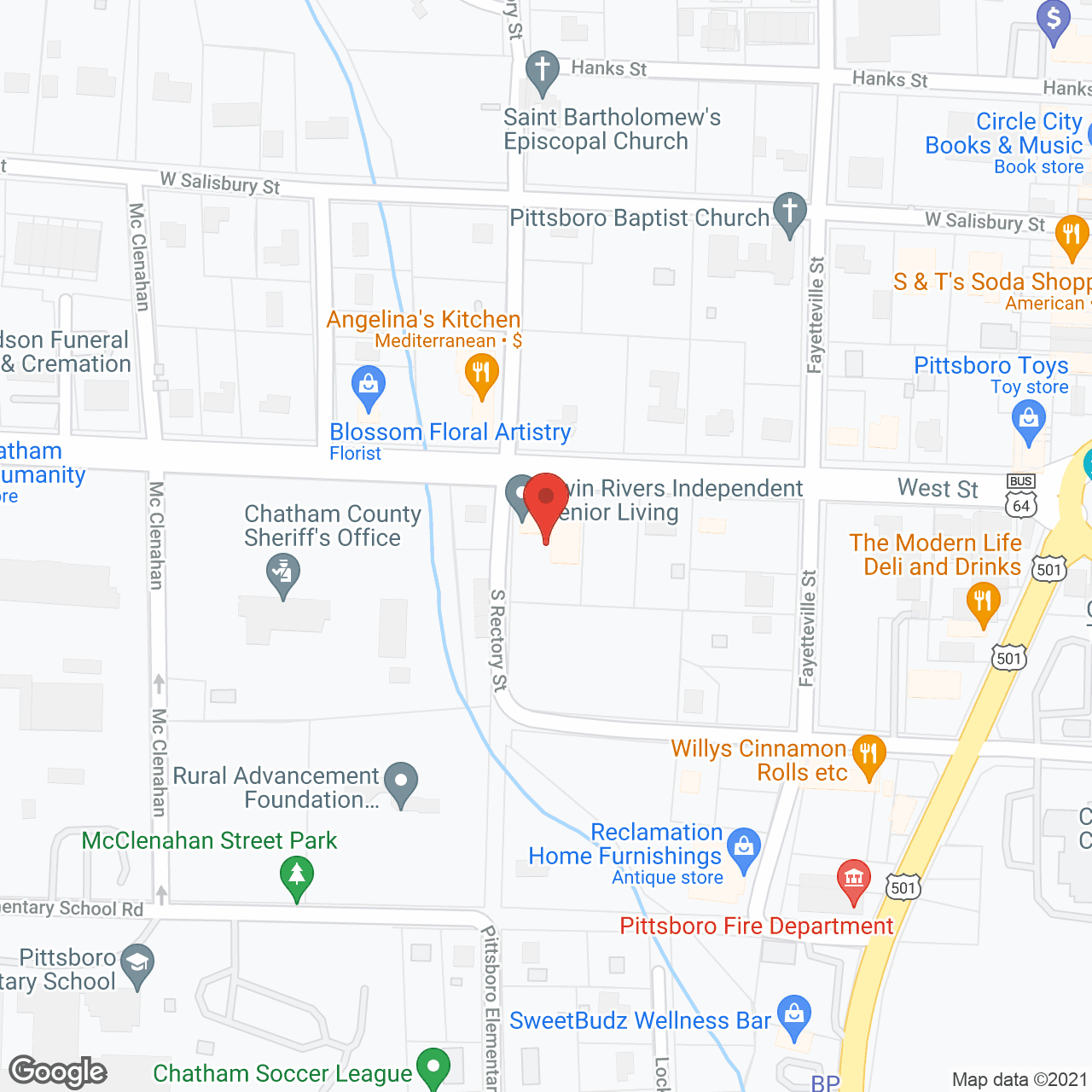 Twin Rivers Senior Independent Living in google map