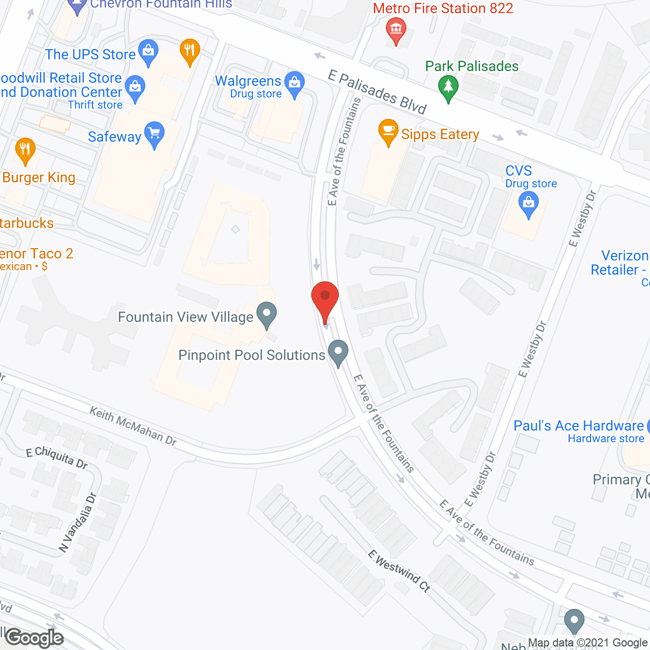 Fountain View Village, a CCRC in google map
