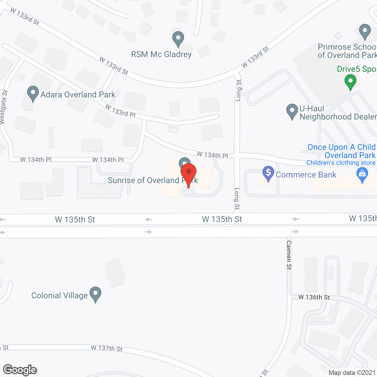 Sunrise of Overland Park in google map