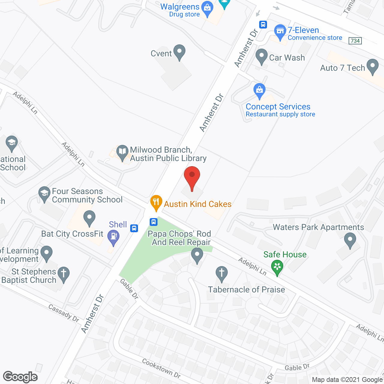 Gemstone at North Austin in google map