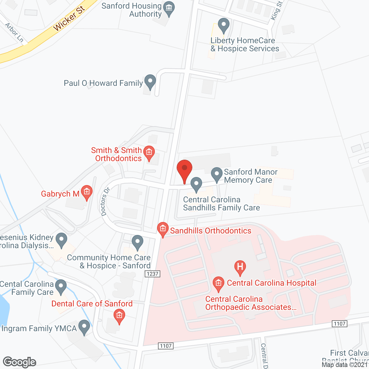 Sanford Senior Living and Manor in google map