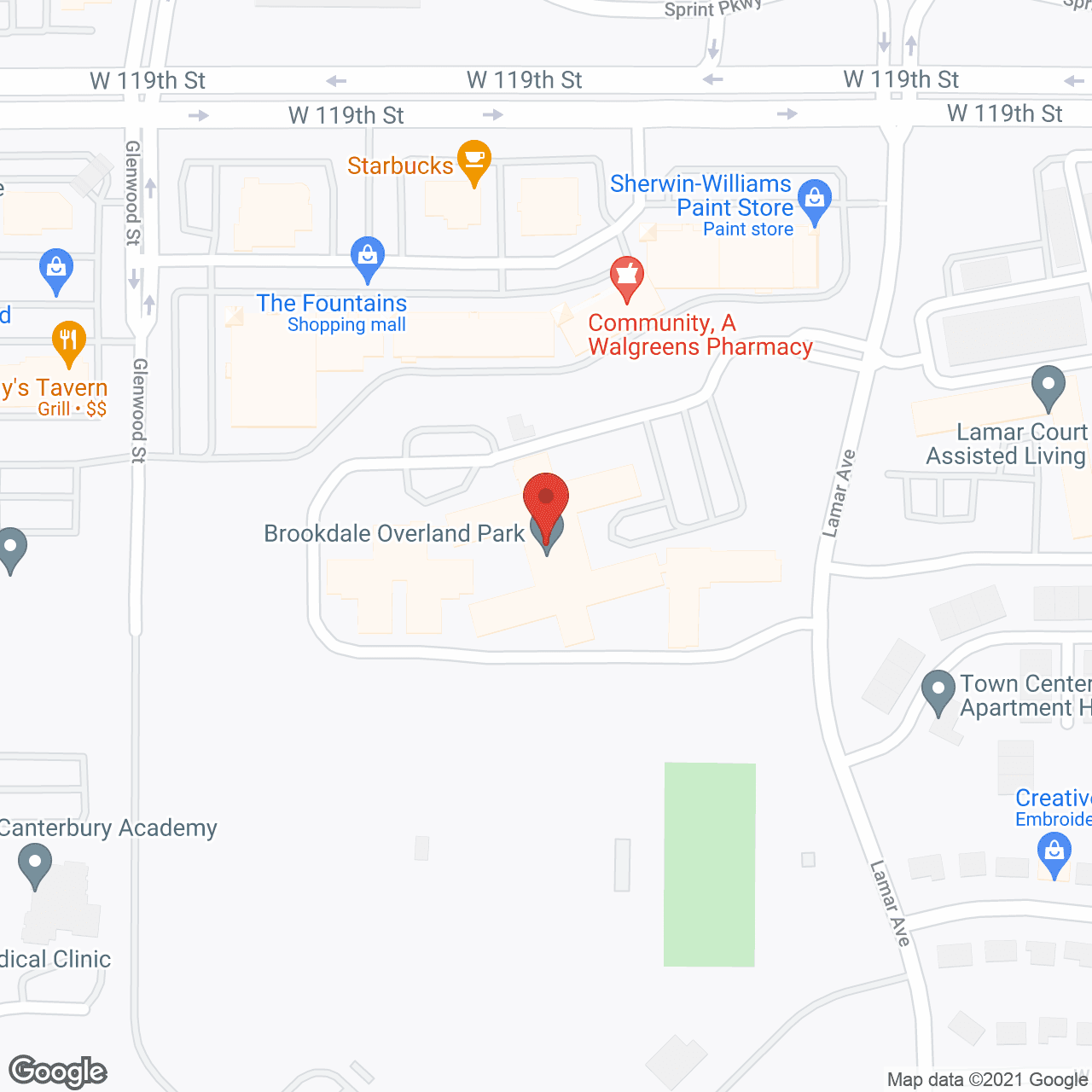 Brookdale Overland Park in google map