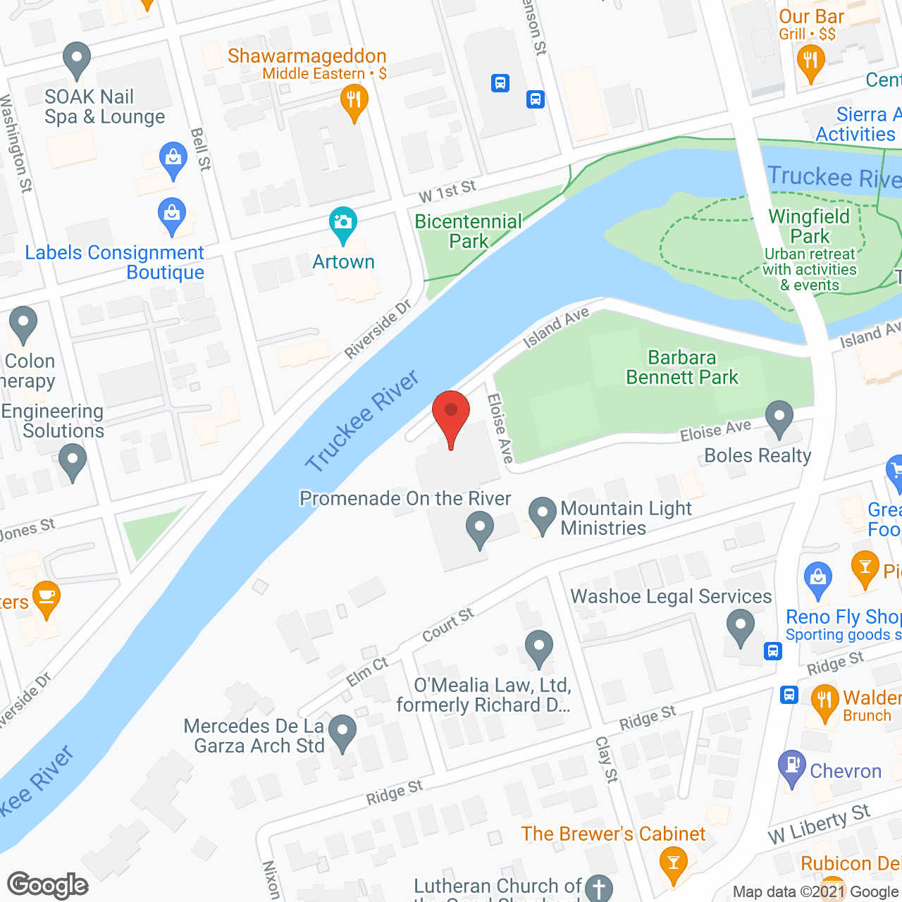 Promenade on the River in google map