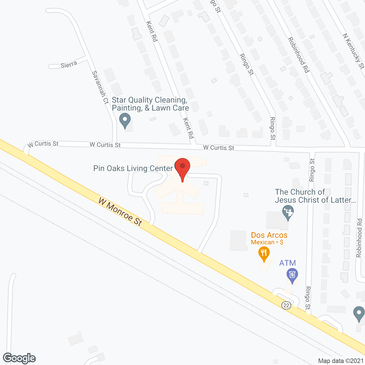 Golden Living Center Pin Oaks in google map