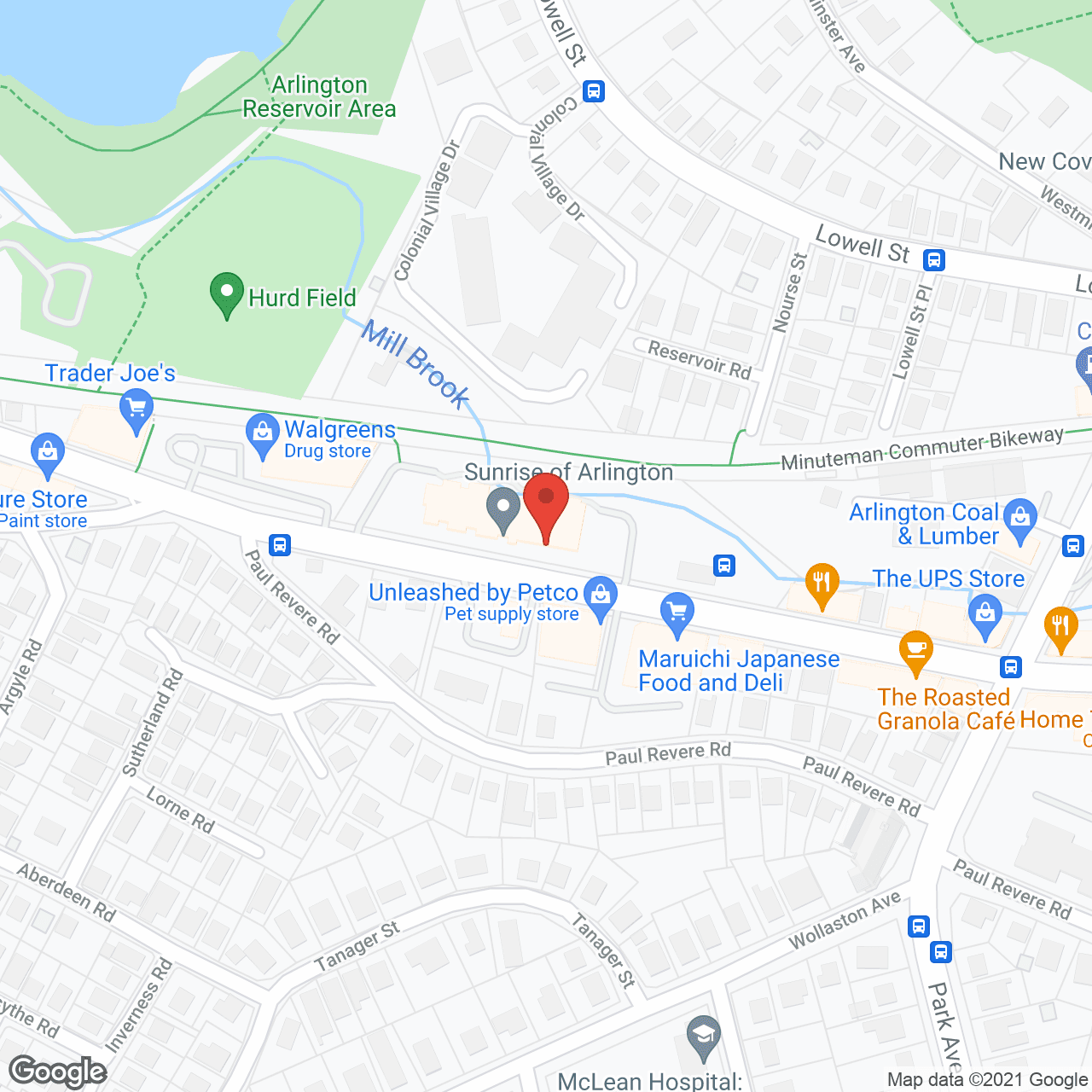 Sunrise of Arlington in google map
