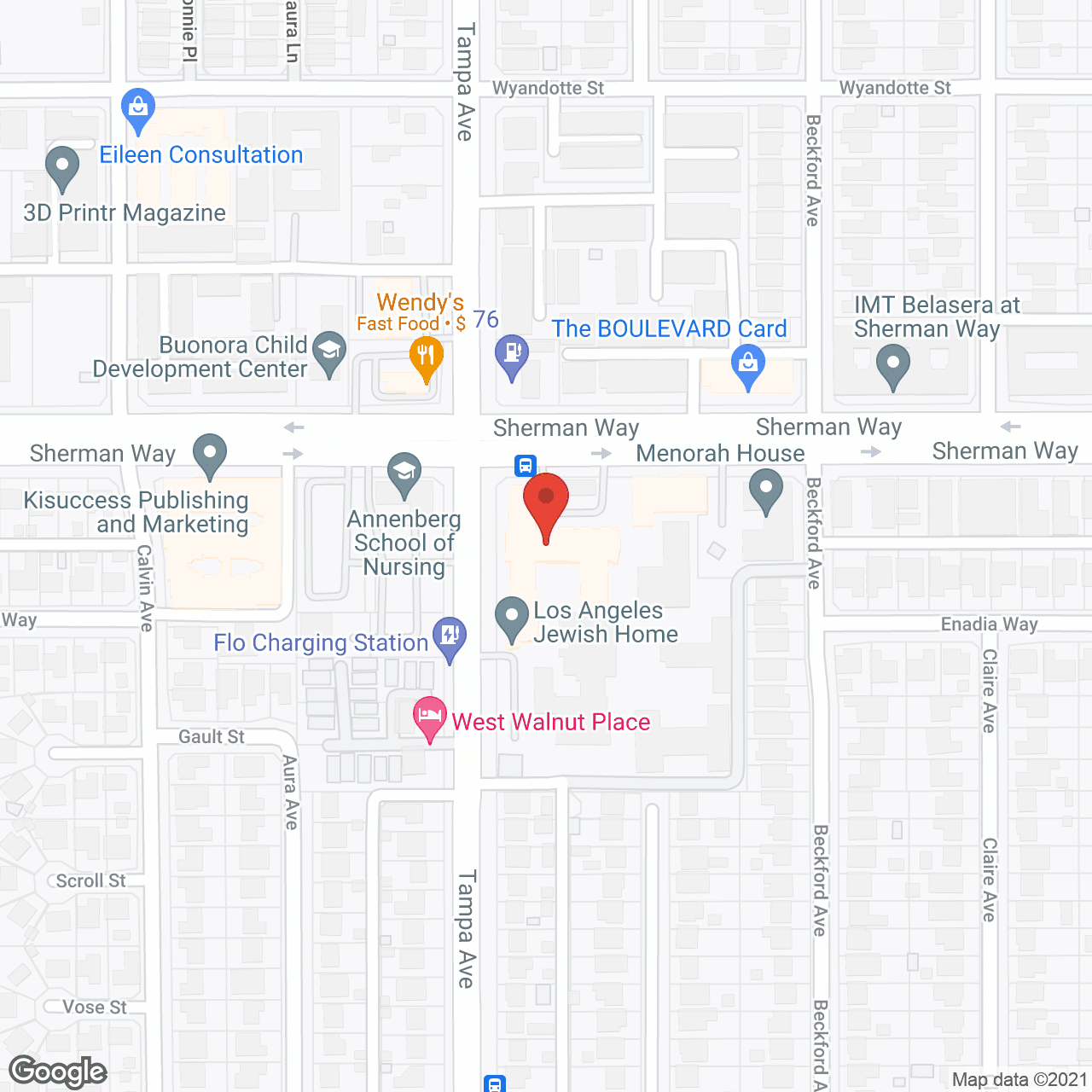 Los Angeles Jewish Home in google map