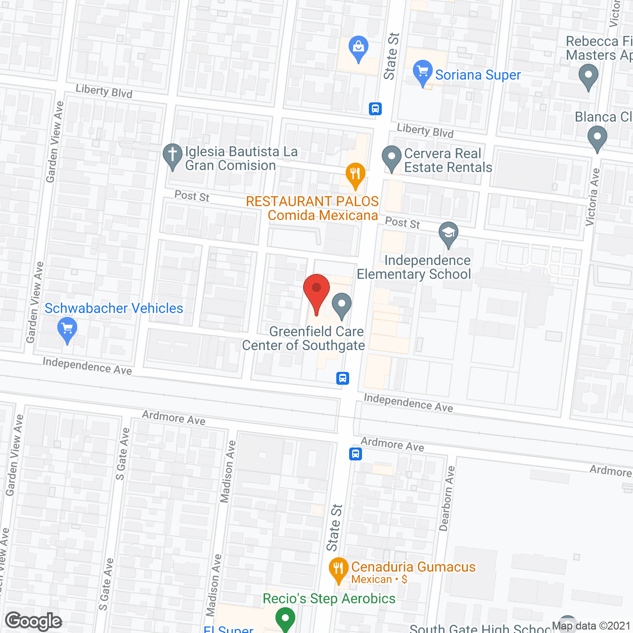 South Gate Care Ctr in google map