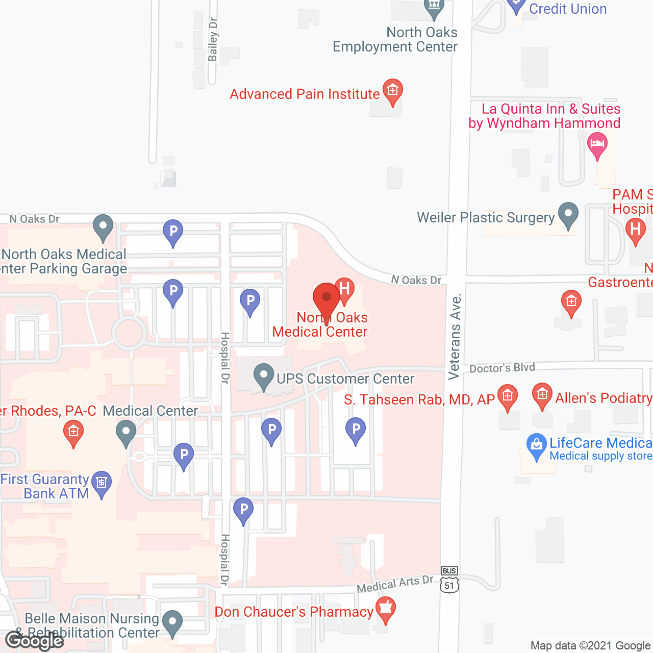 North Oaks Medical Ctr in google map