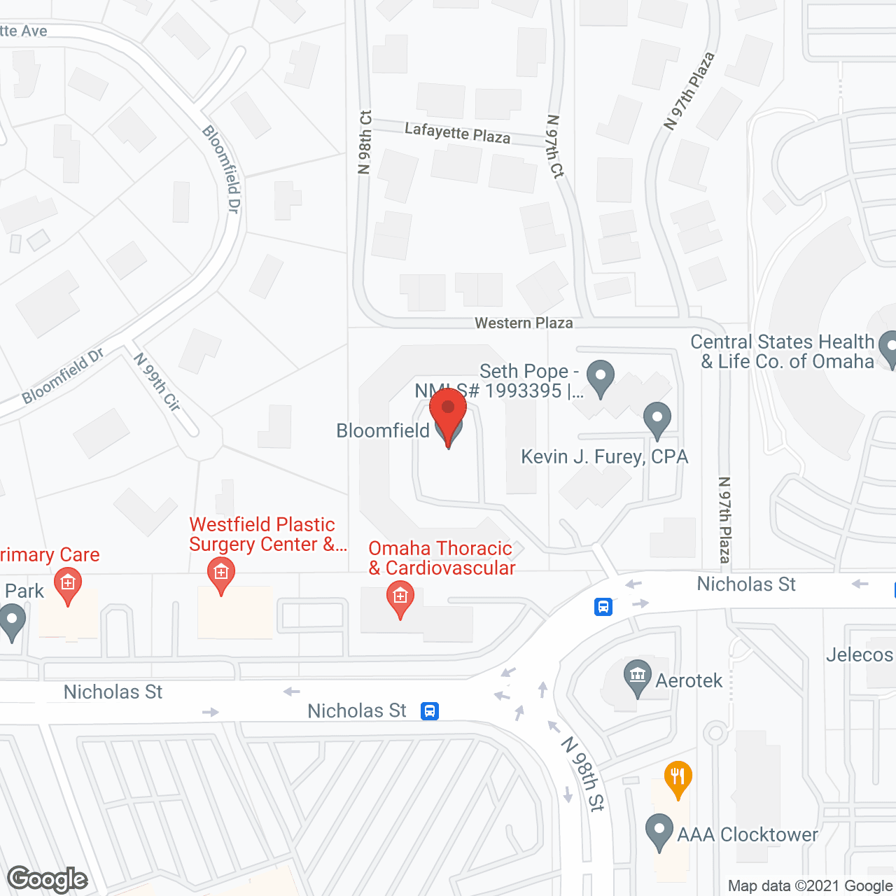 Bloomfield in google map