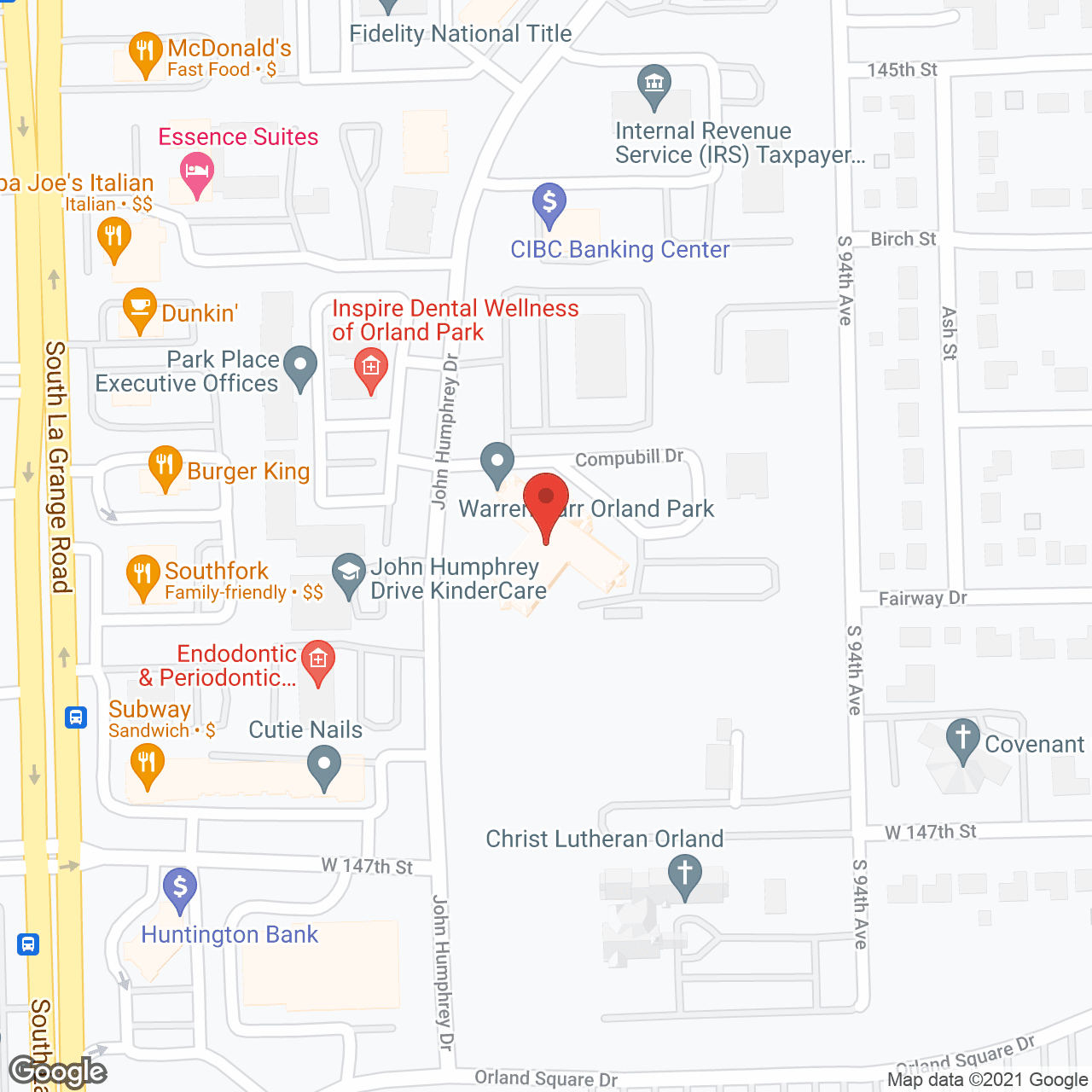 Warren Bar of Orland Park in google map