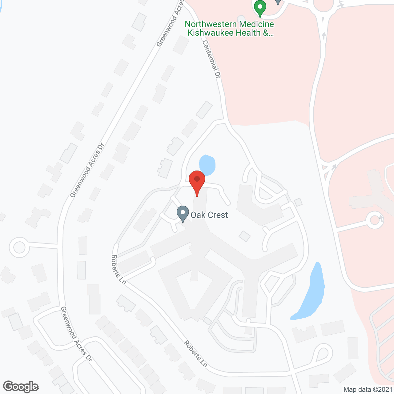 Oak Crest in google map