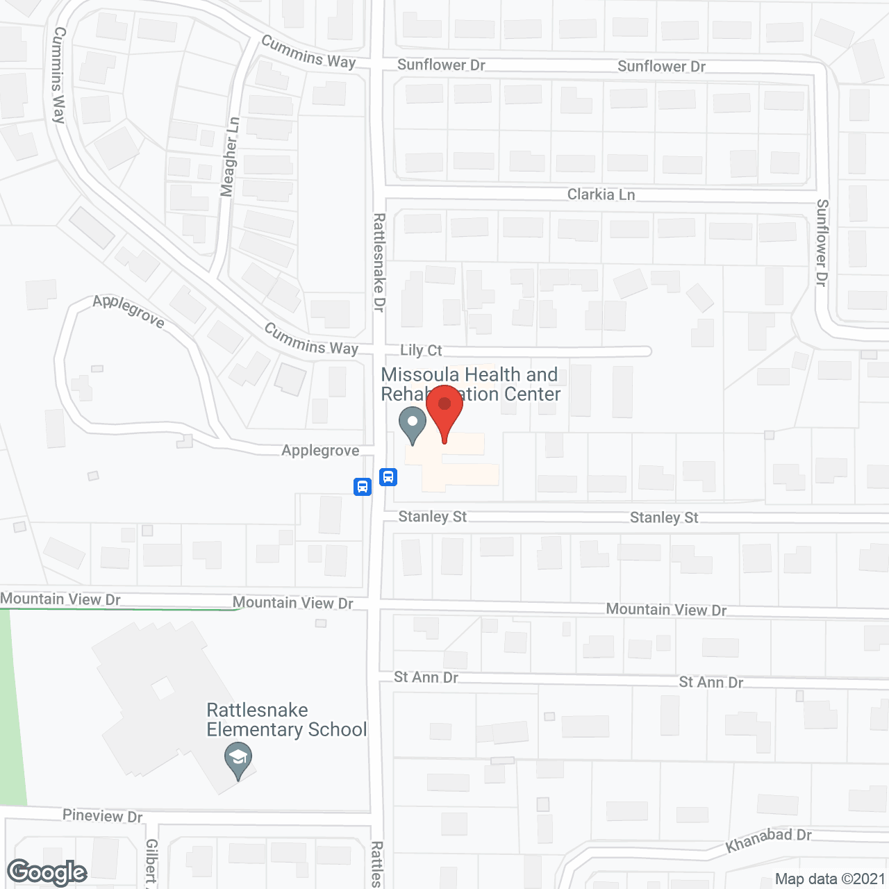 Evergreen Missoula Health Ctr in google map