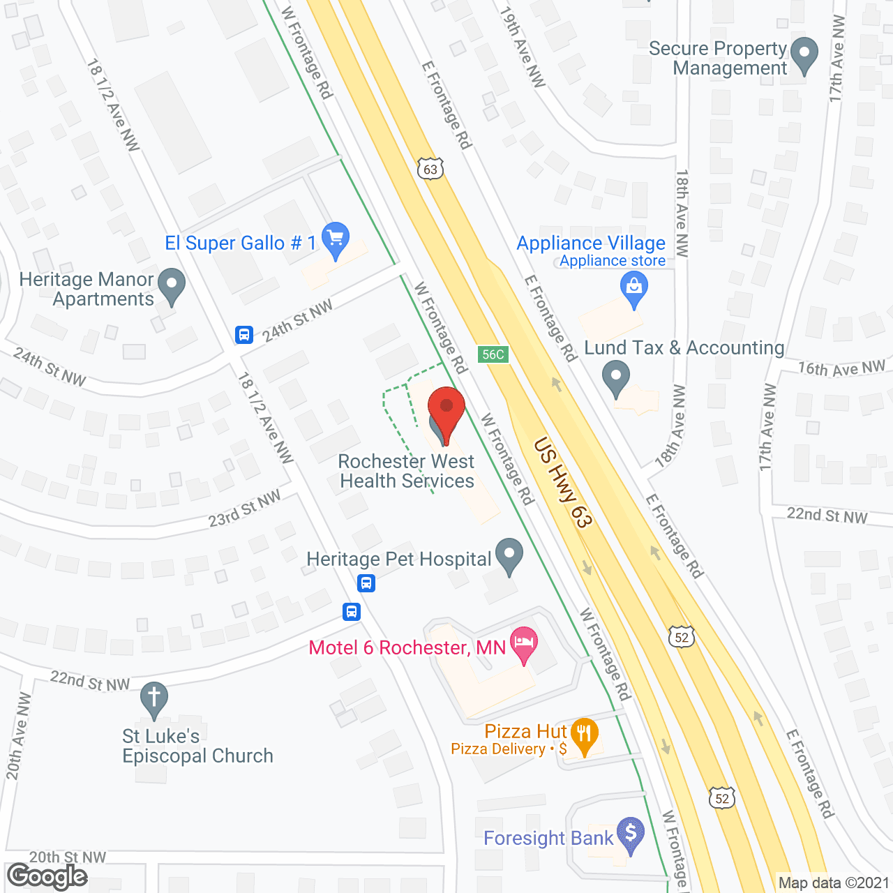 Golden Living Center Rochester West in google map
