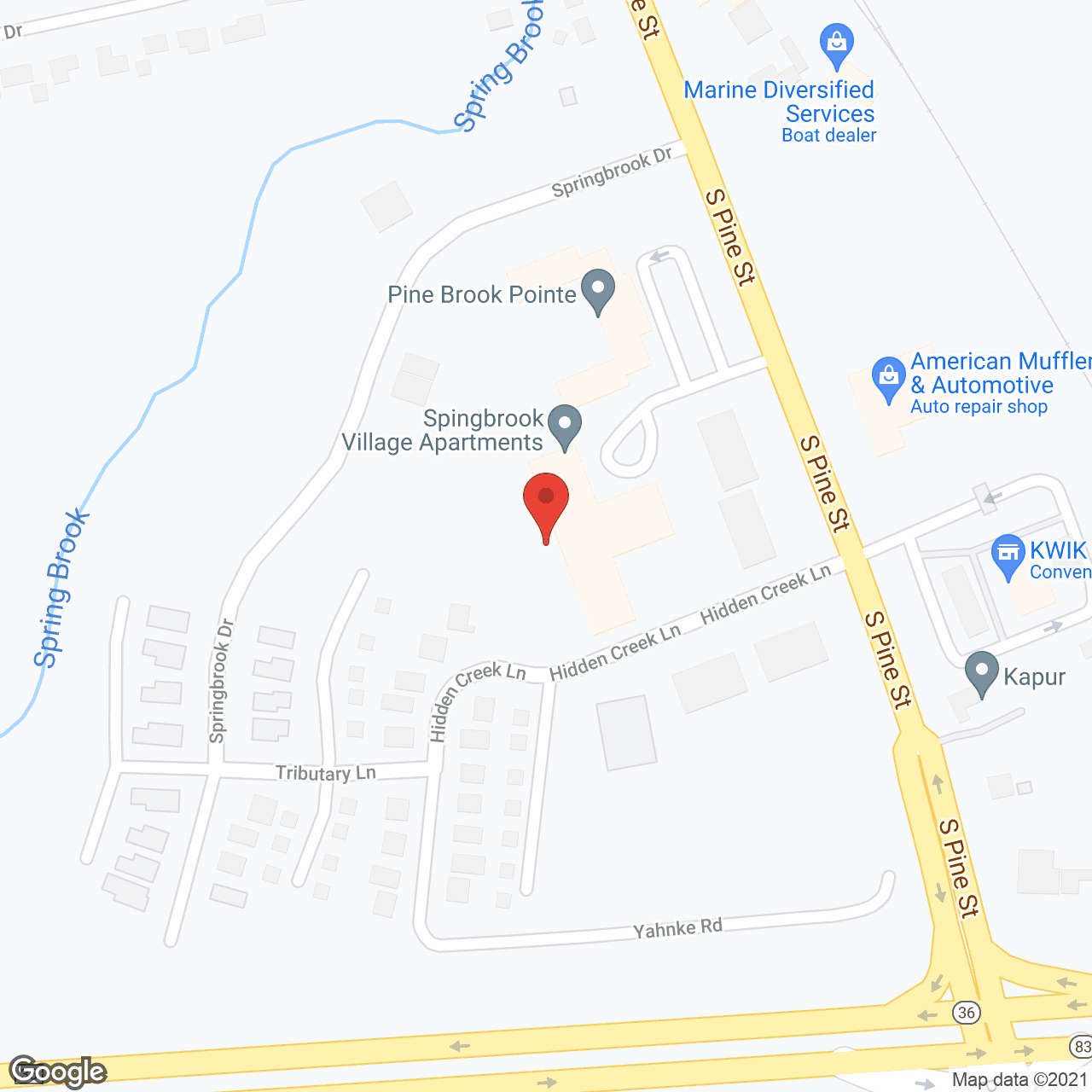 Springbrook Village in google map