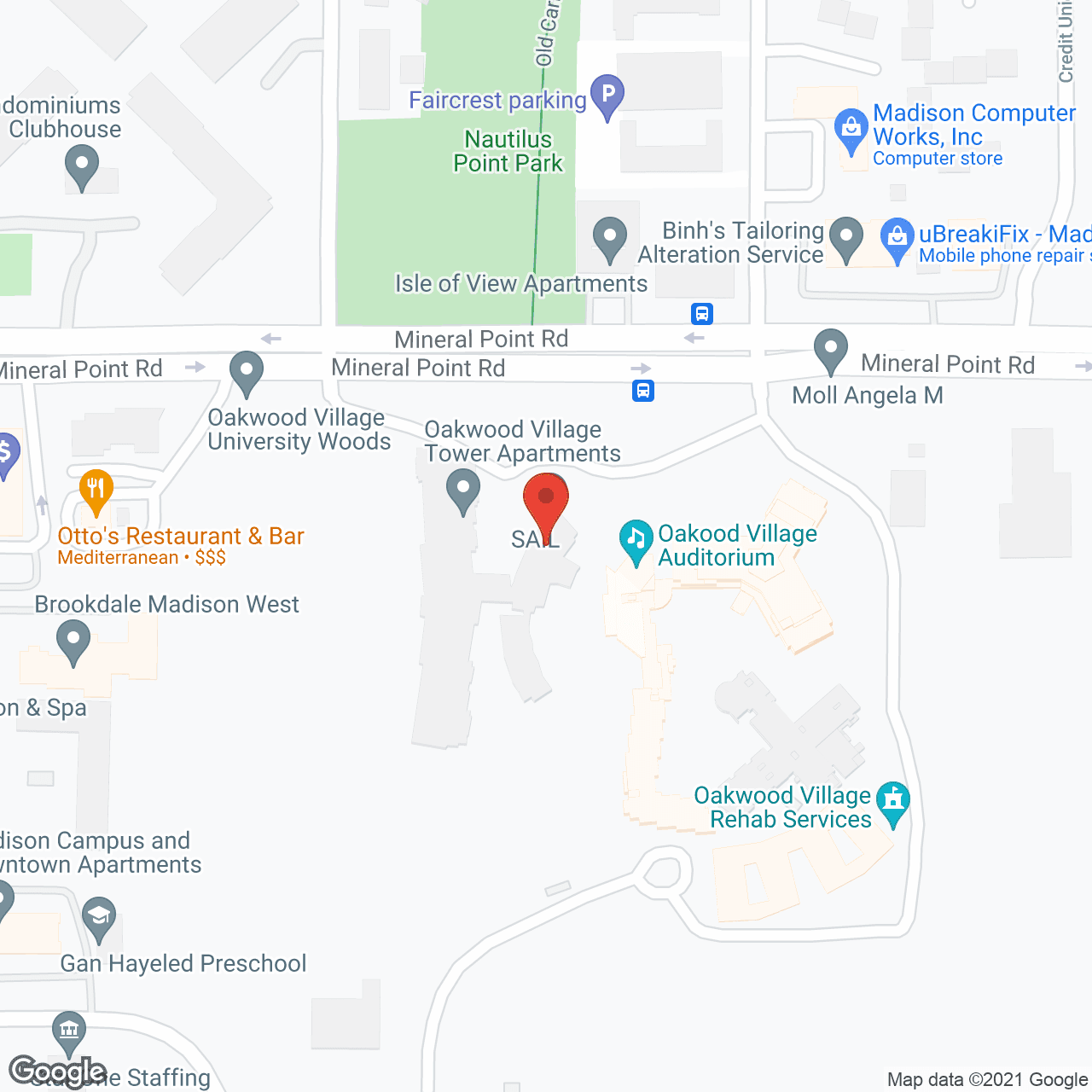 Oakwood Village University Woods in google map