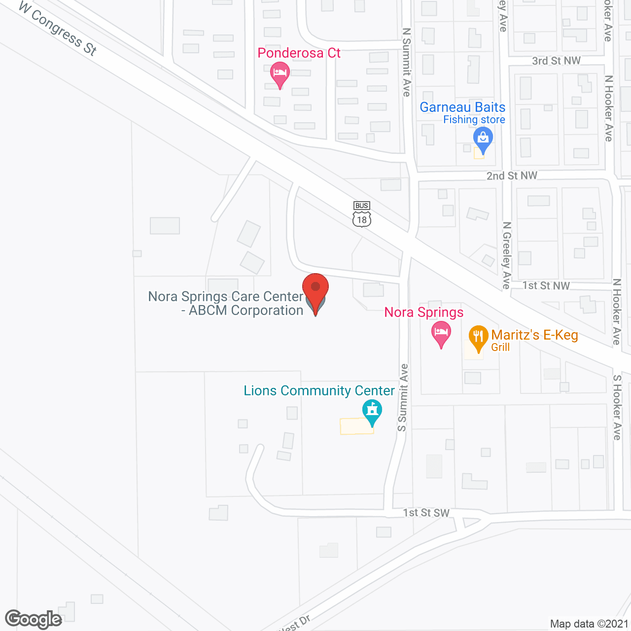 Nora Springs Care Center in google map