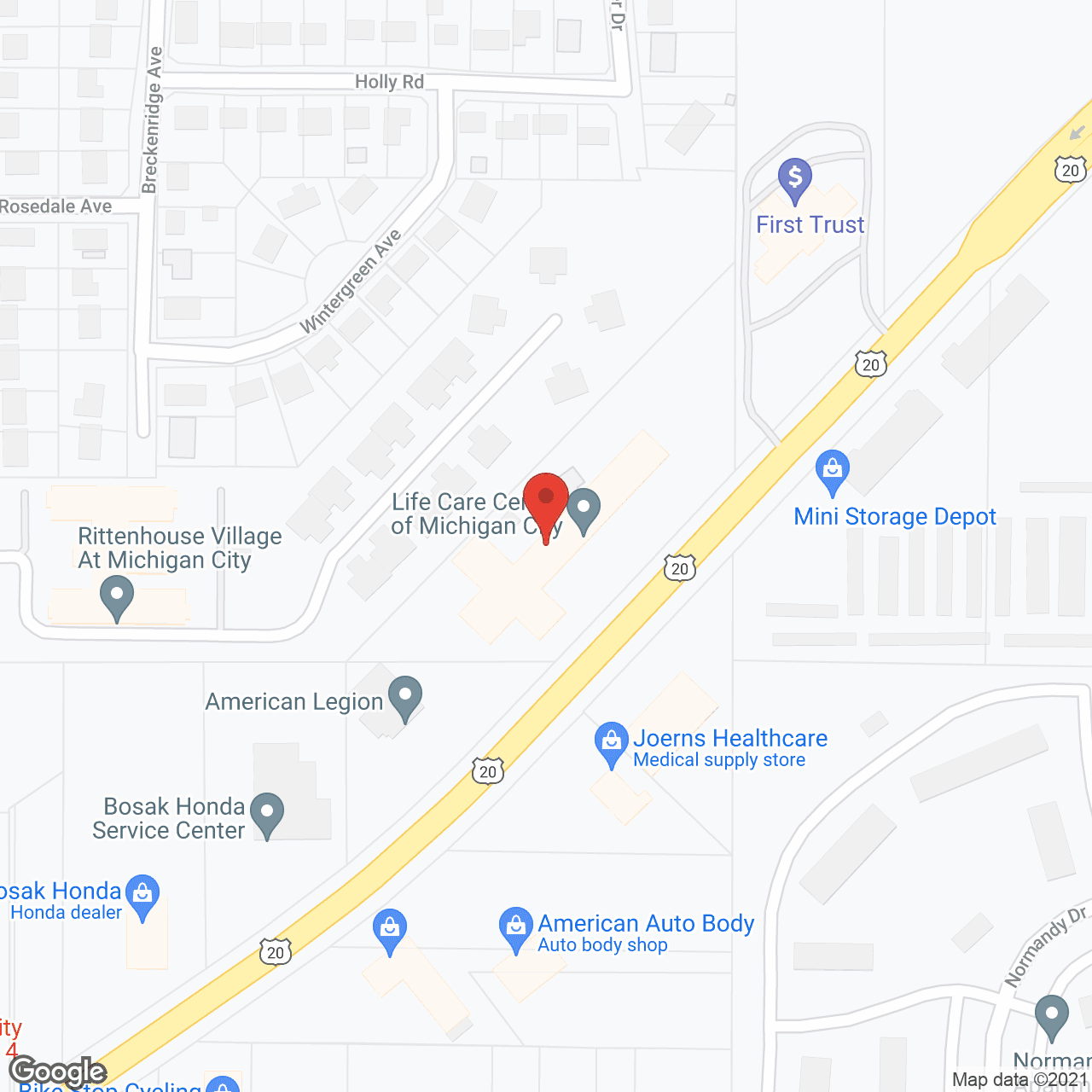 Life Care Ctr of Michigan City in google map