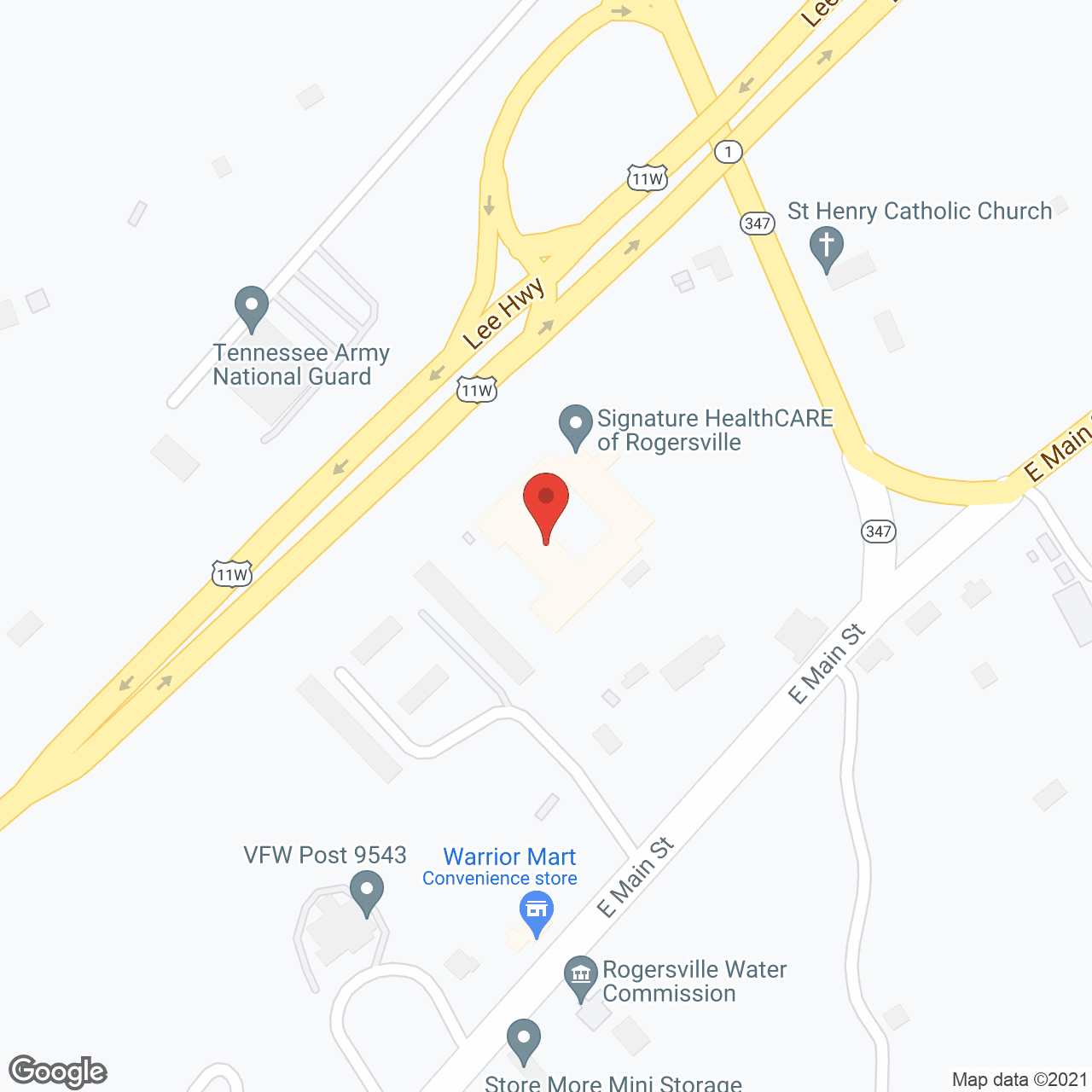 Rogersville Rehab in google map