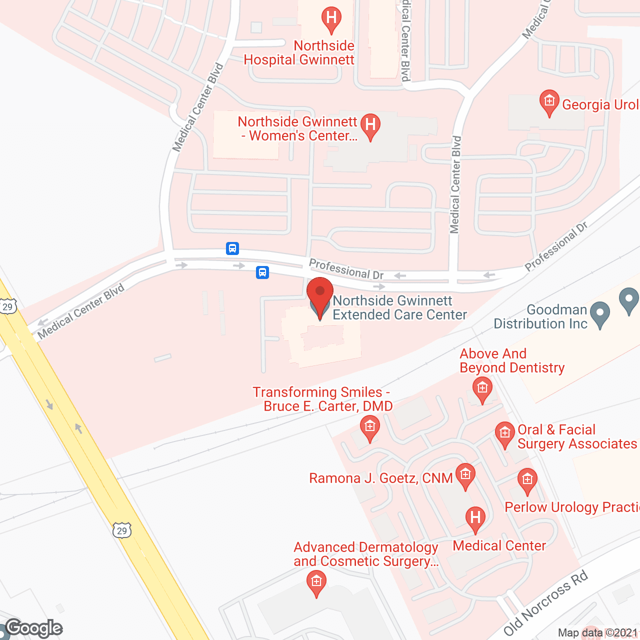 Gwinnett Extended Care Ctr in google map