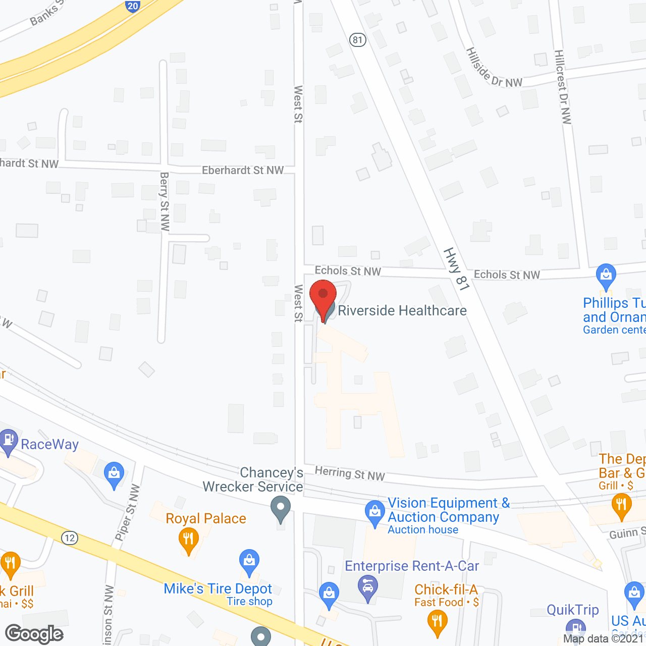 Riverside Health Care in google map