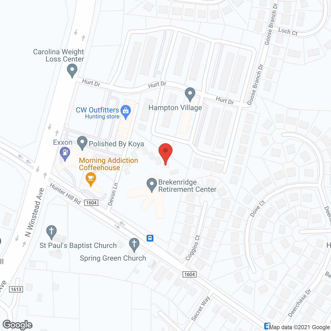 Brekenridge Retirement Ctr in google map