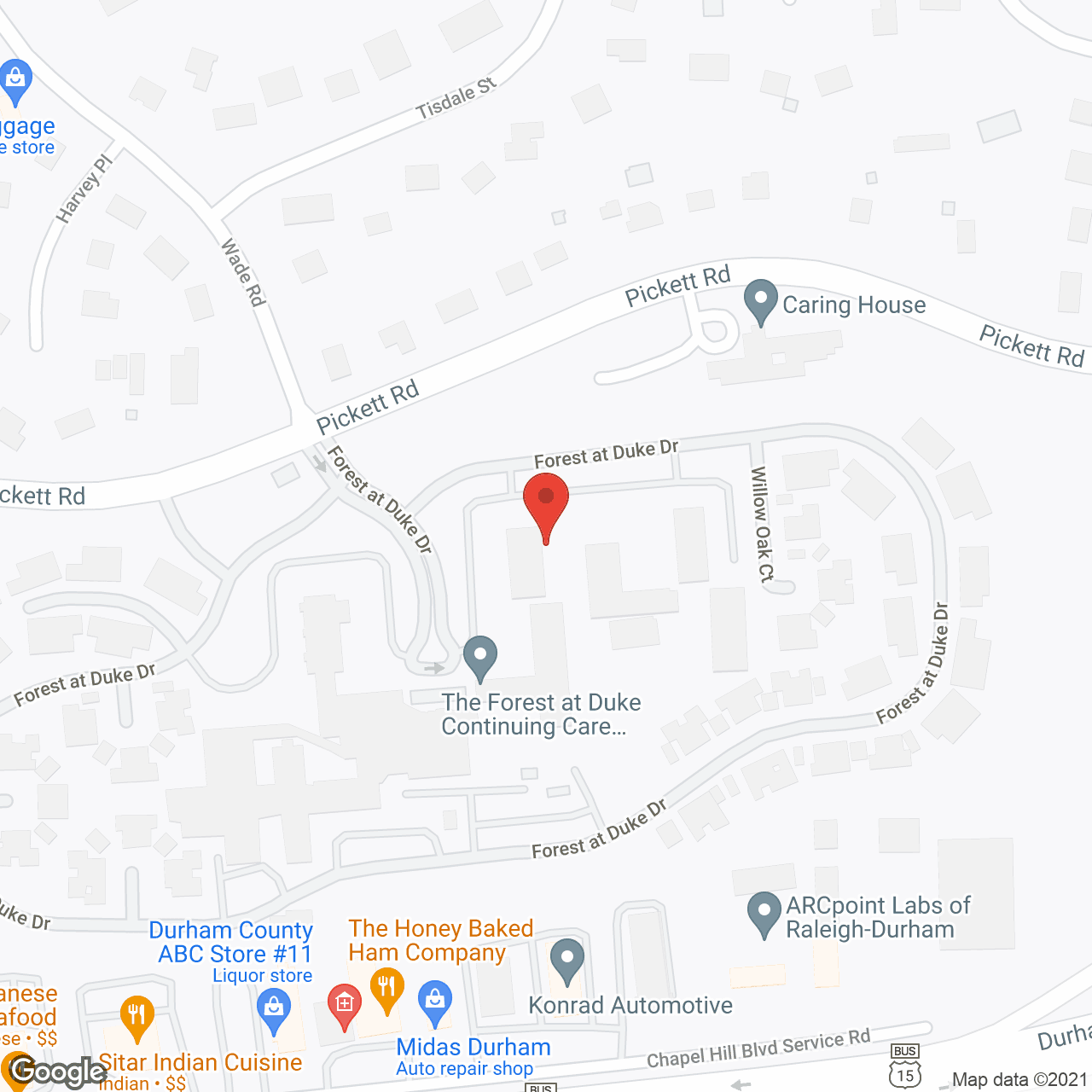 Forest At Duke Retirement Comm in google map