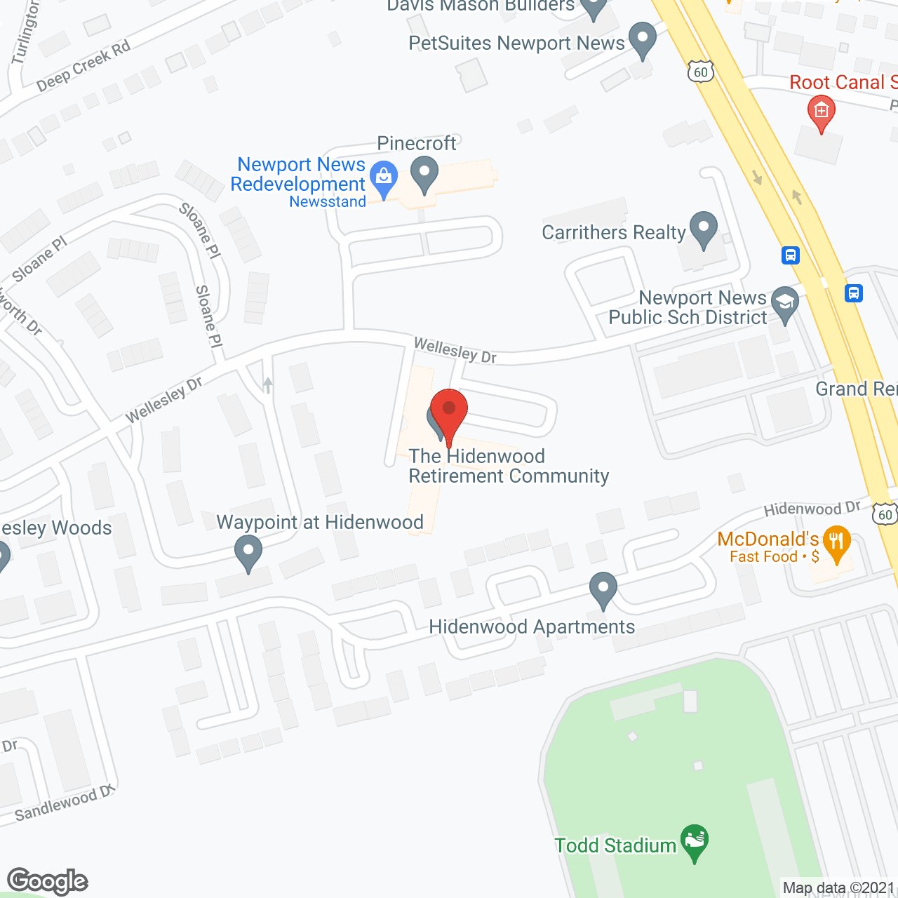 The Hidenwood Community in google map