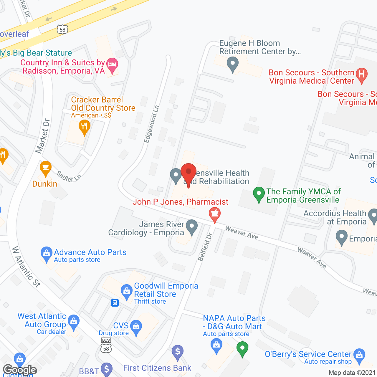 Greensville Memorial Nursing in google map