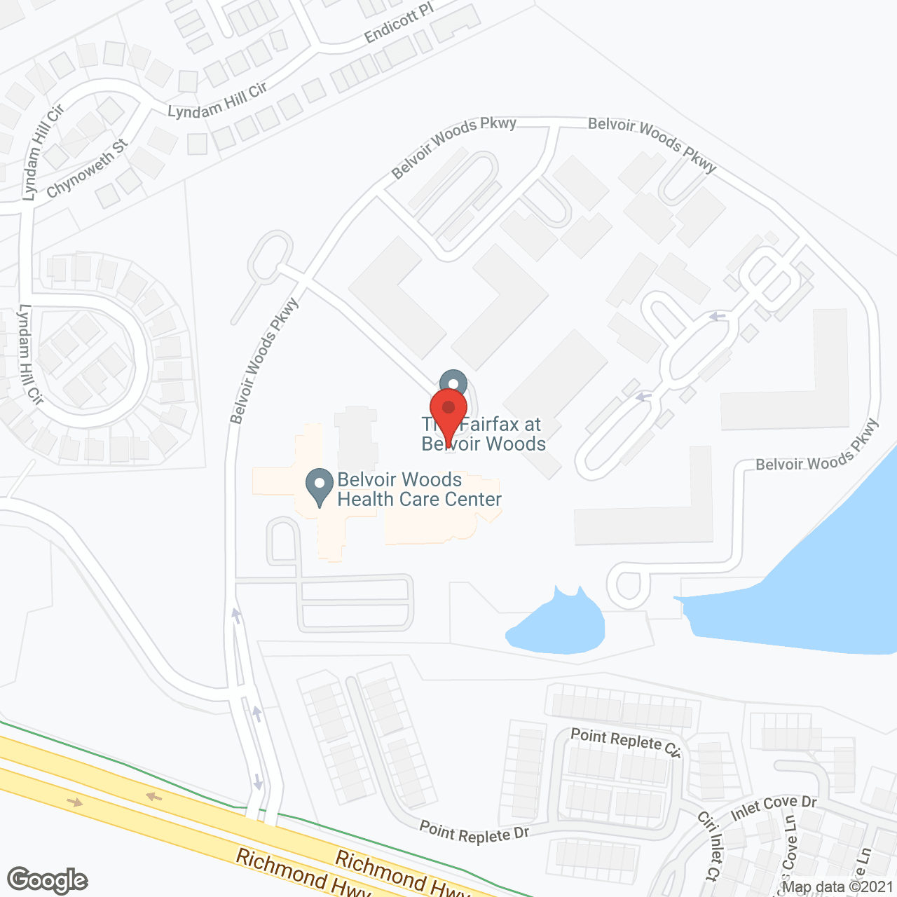 The Fairfax, a CCRC in google map