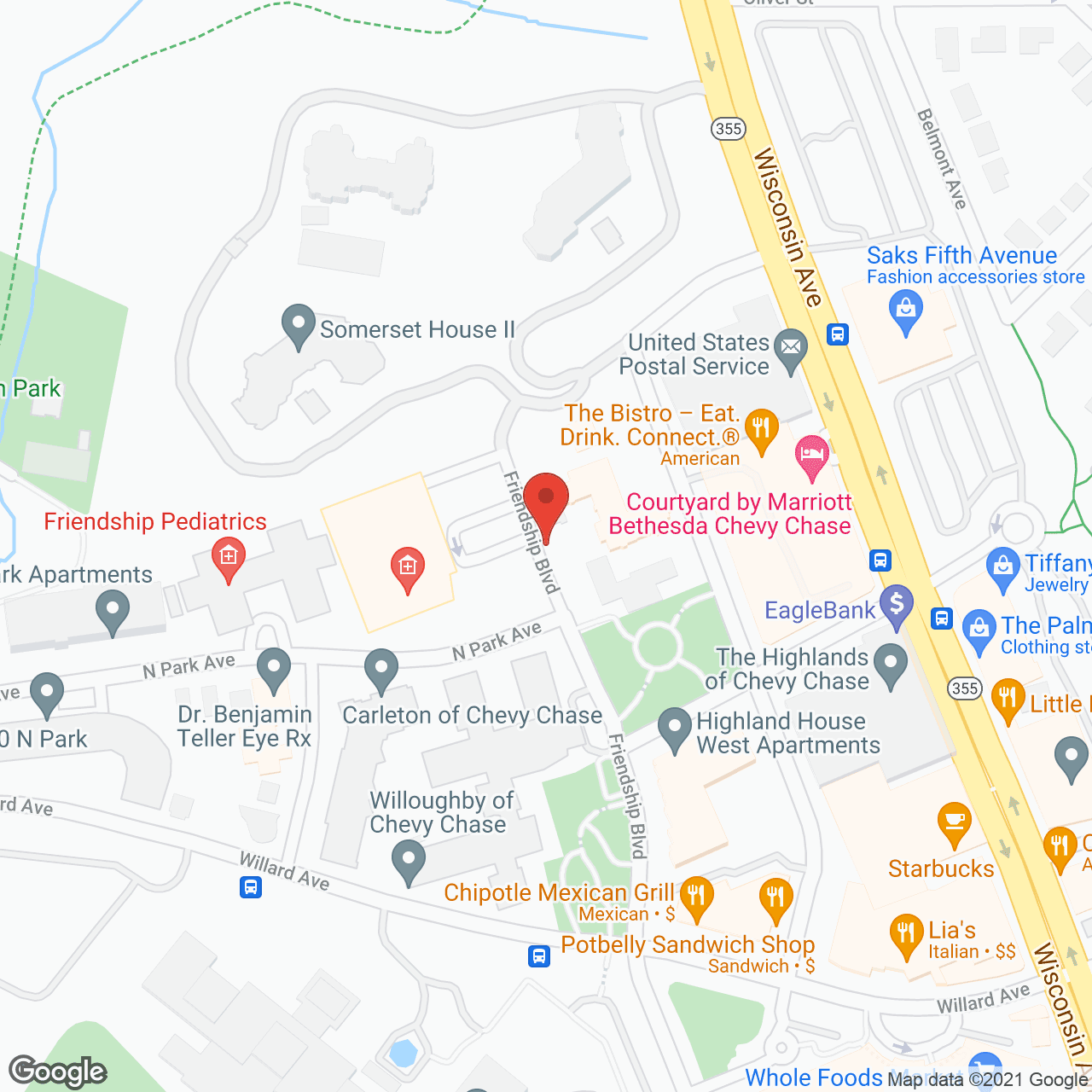 Brighton Gardens of Friendship Heights in google map