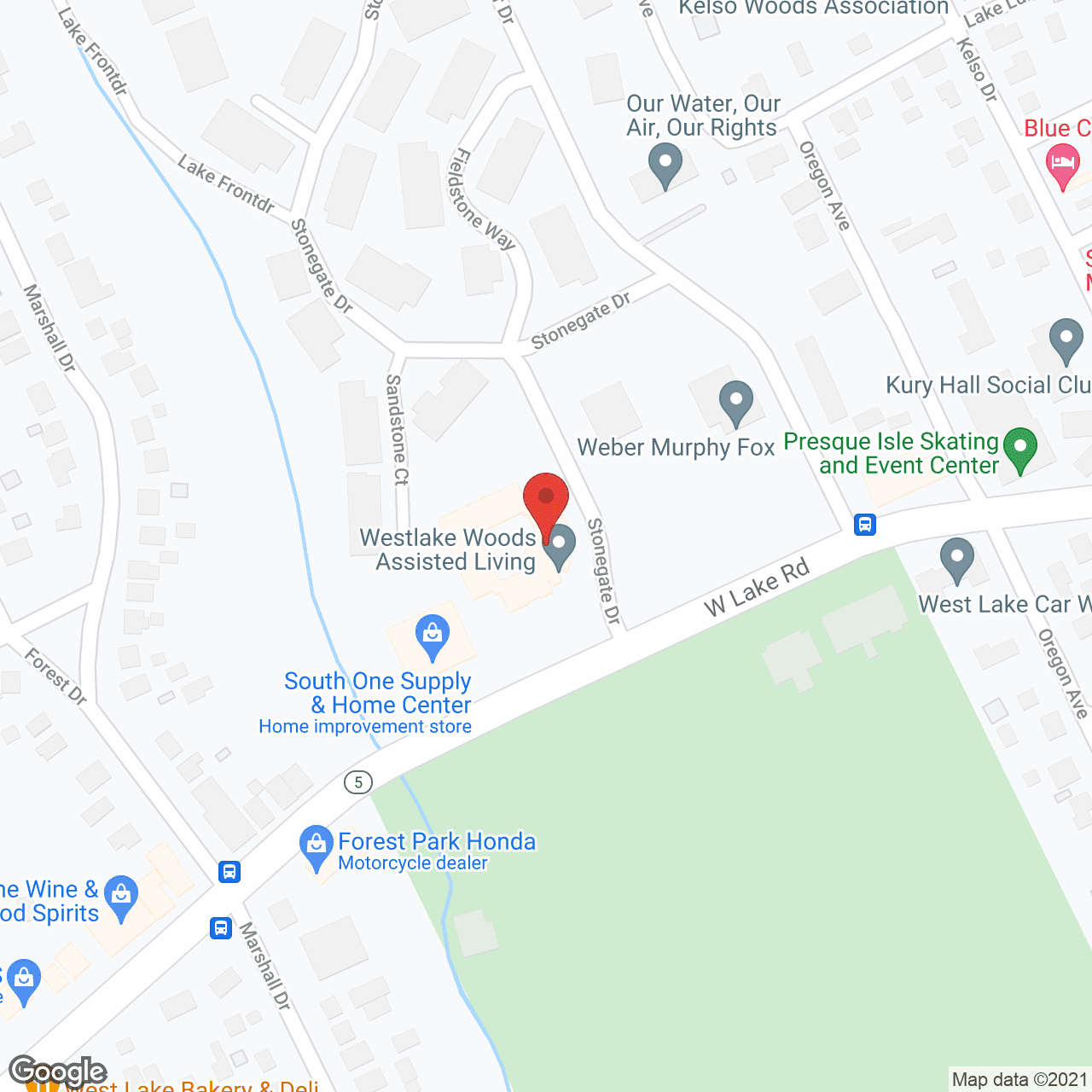 Westlake Woods in google map