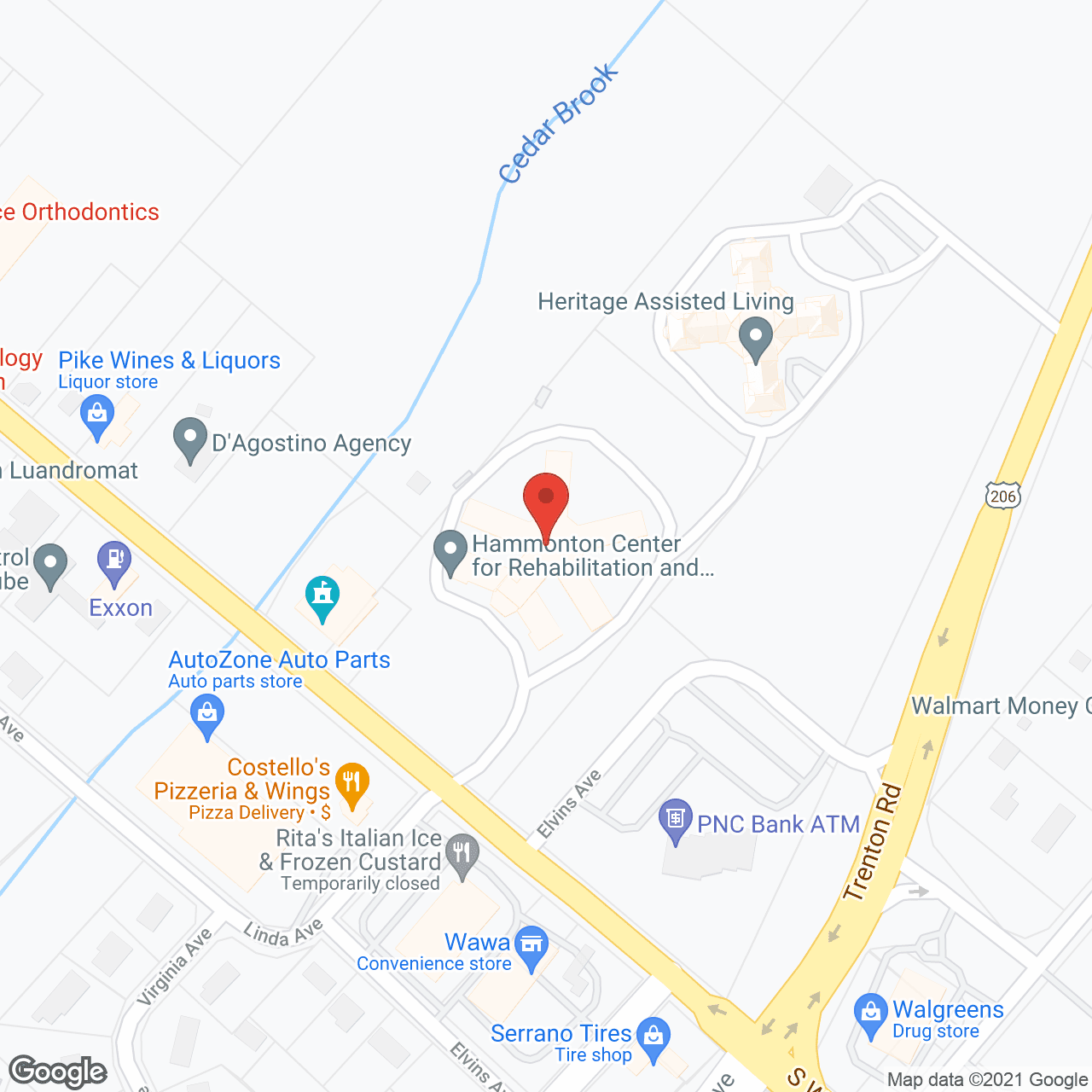 Hammonton Center for Rehabilitation and Nursing in google map