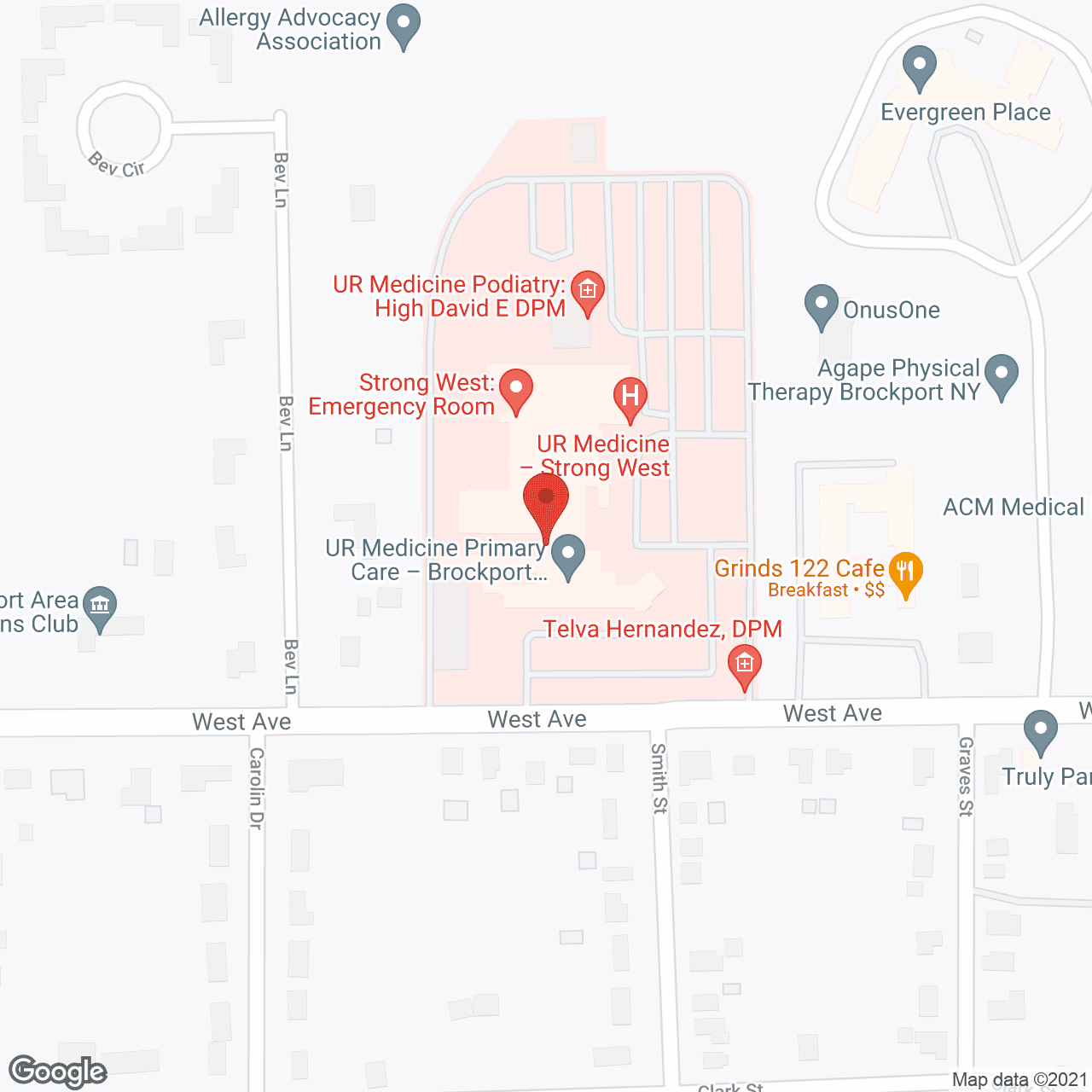 Strong West Emergency Department in google map