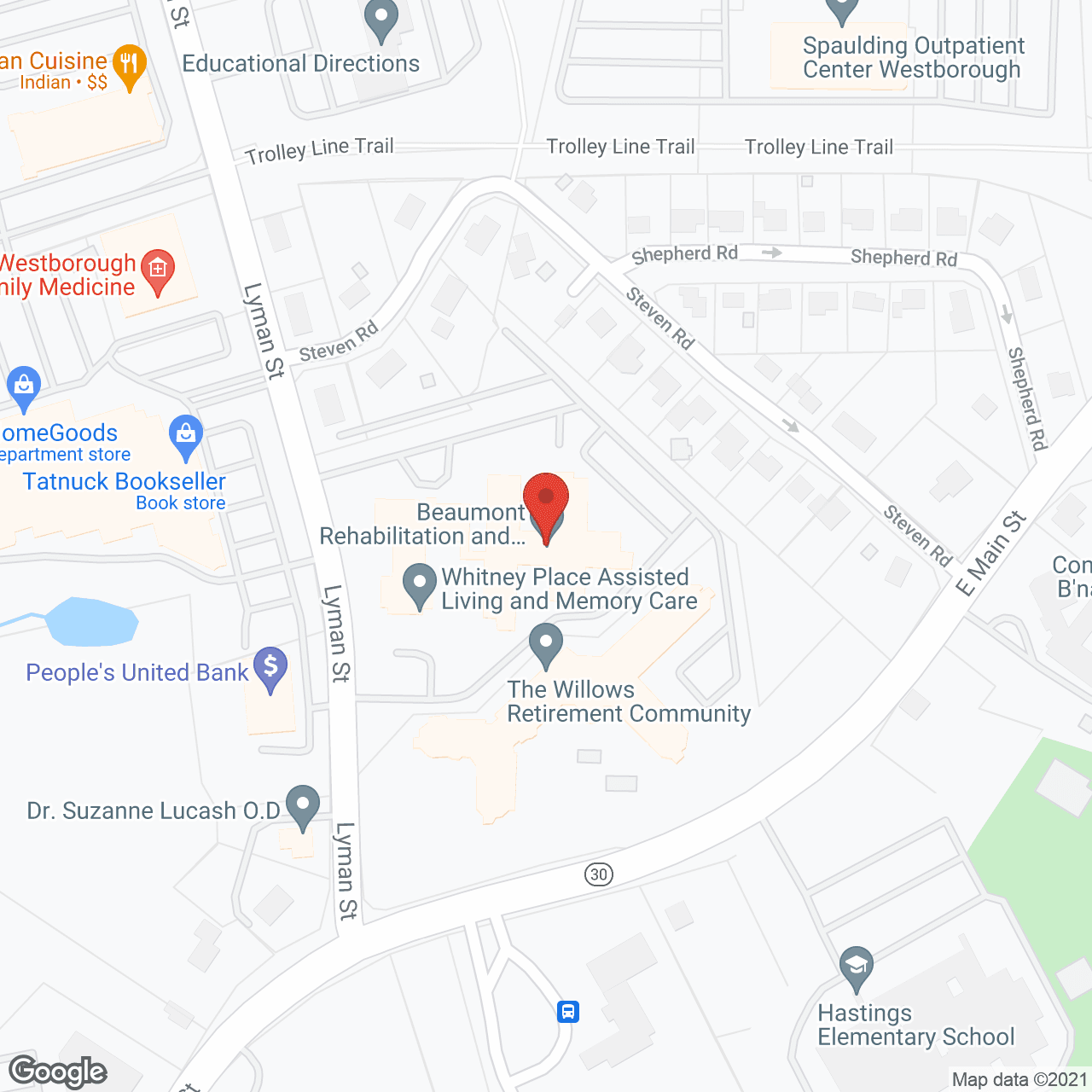 Beaumont Rehabilitation -Westborough in google map