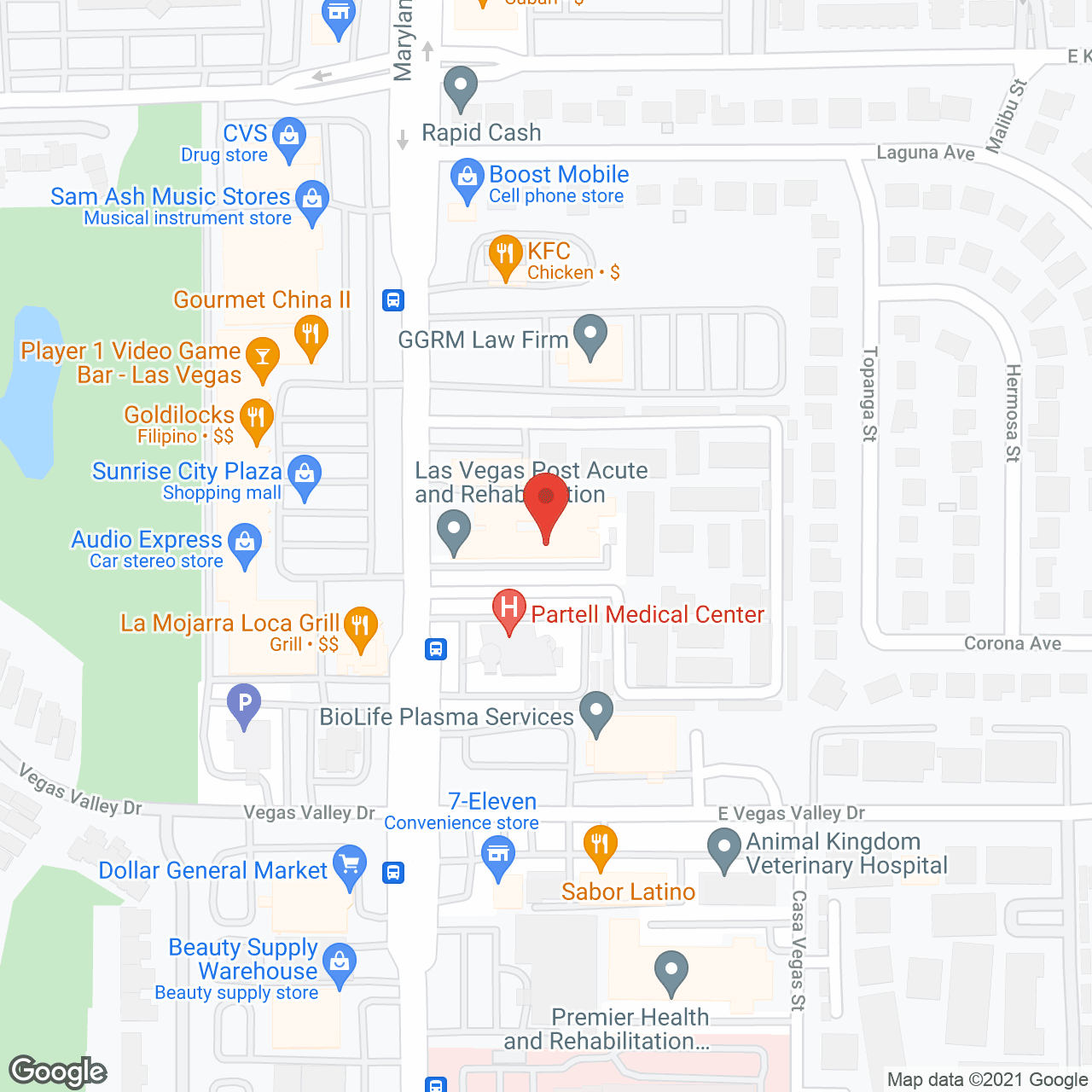 Las Vegas Post Acute & Rehab in google map