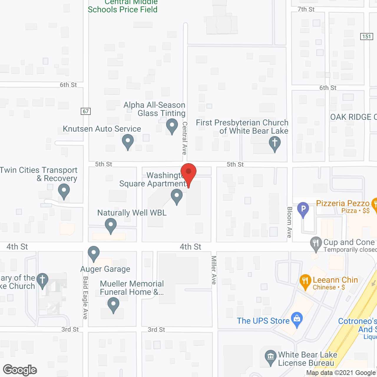 Washington Square Apartments in google map