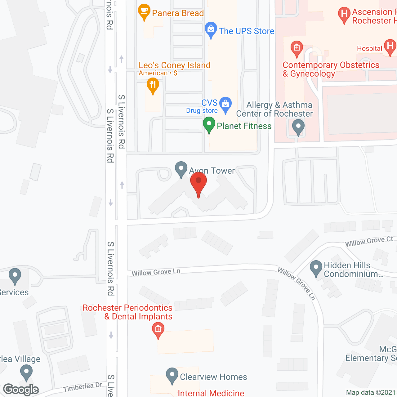 Avon Towers in google map