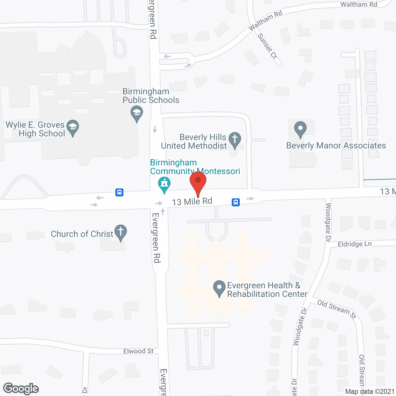 Evergreen Health and Living Center in google map
