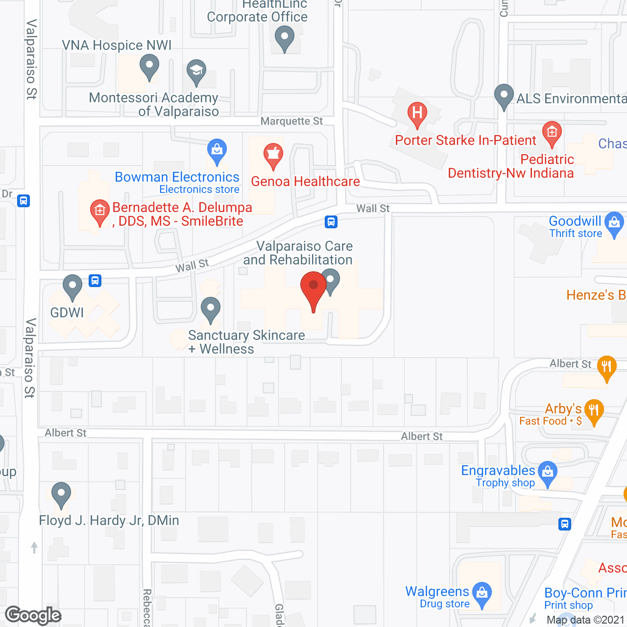 Valparaiso Care and Rehab Center in google map