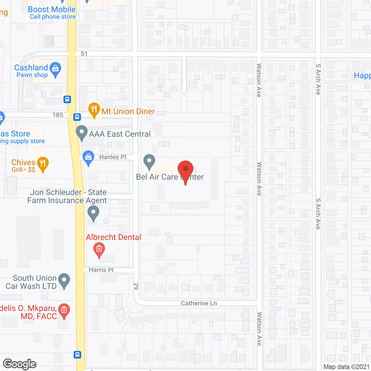 Bel Air Senior Living Community in google map