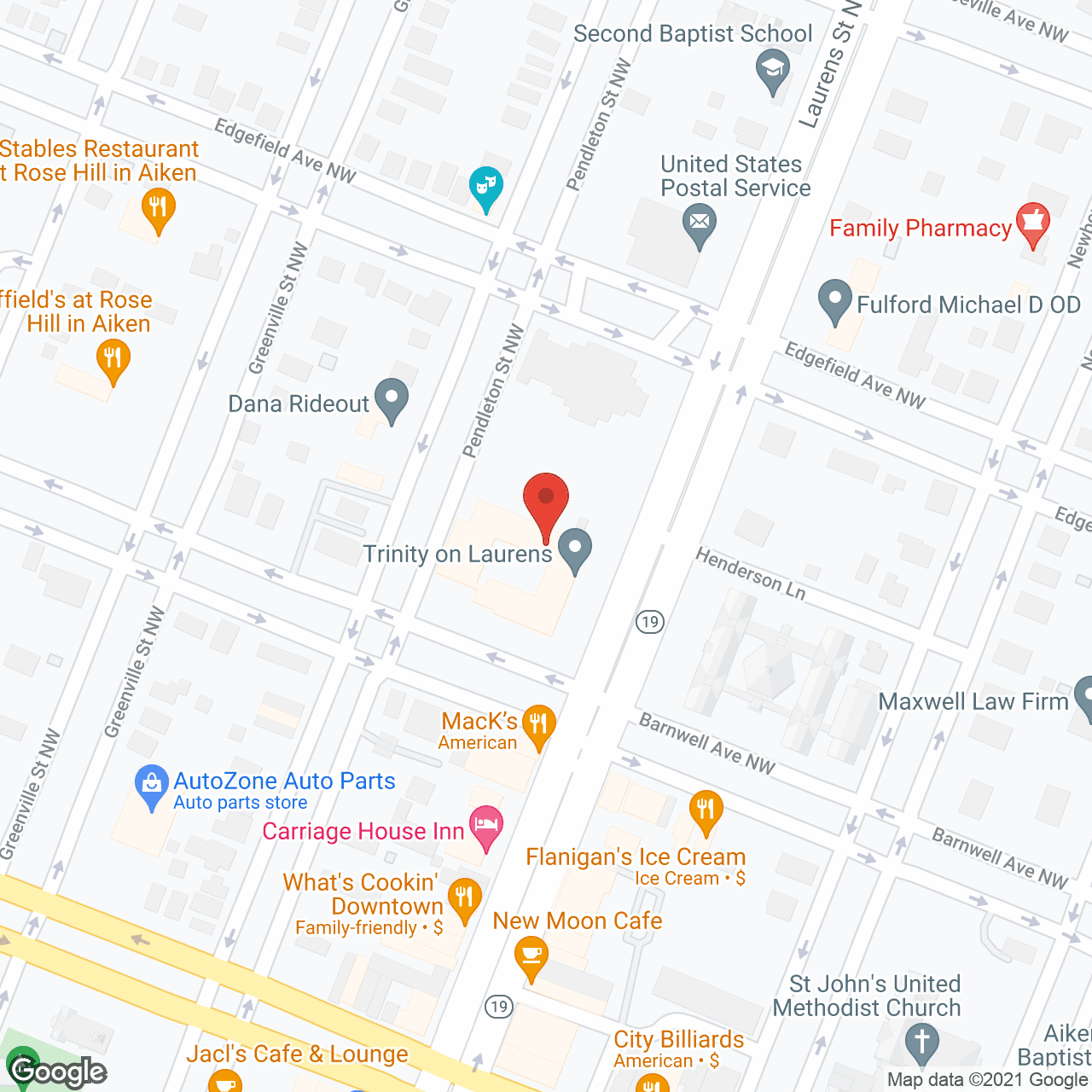 Trinity on Laurens in google map