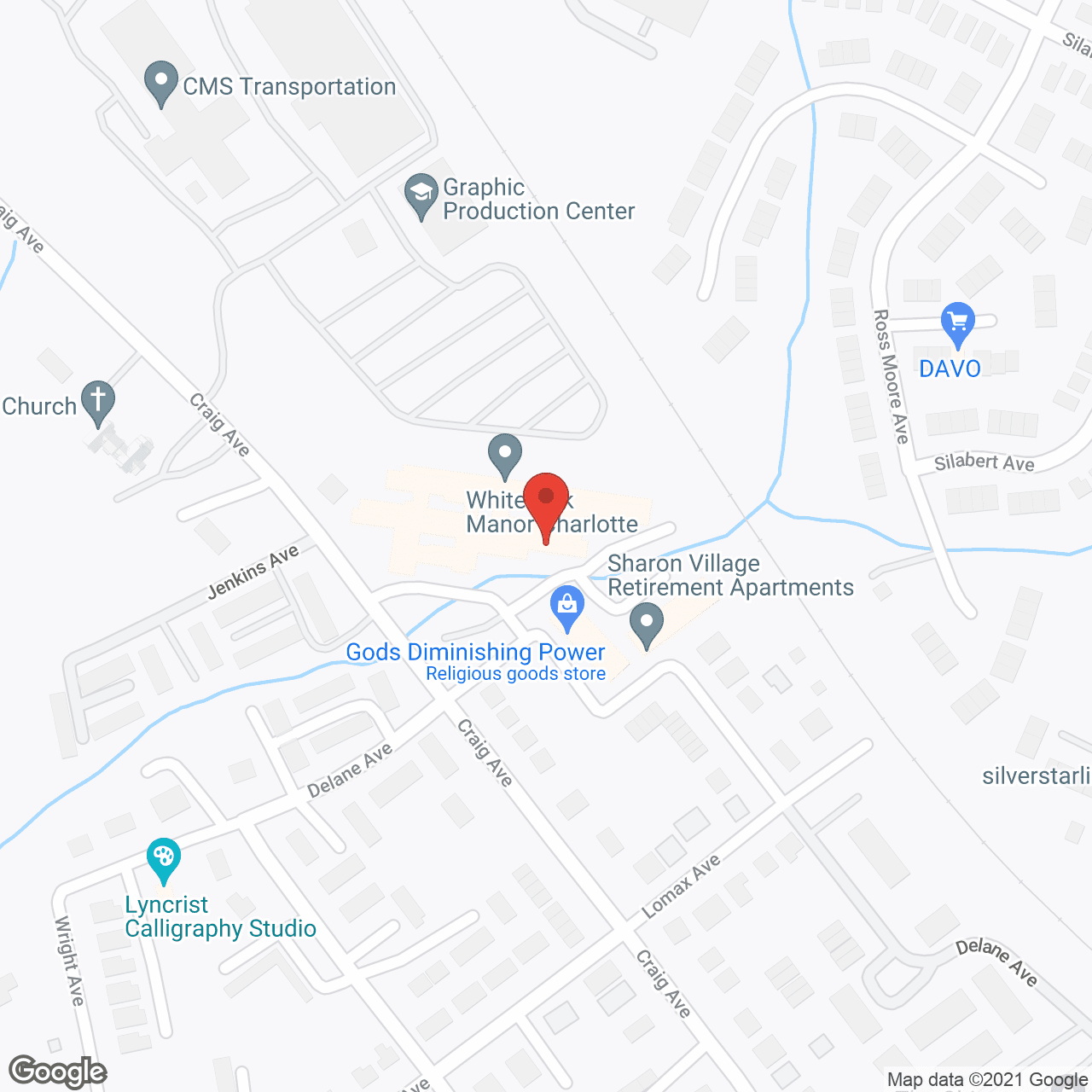 White Oak Manor-Charlotte in google map