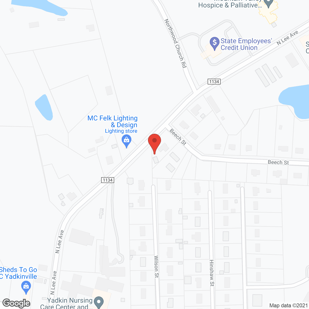 Yadkin Nursing Care Center and Magnolias Over Yadkin in google map