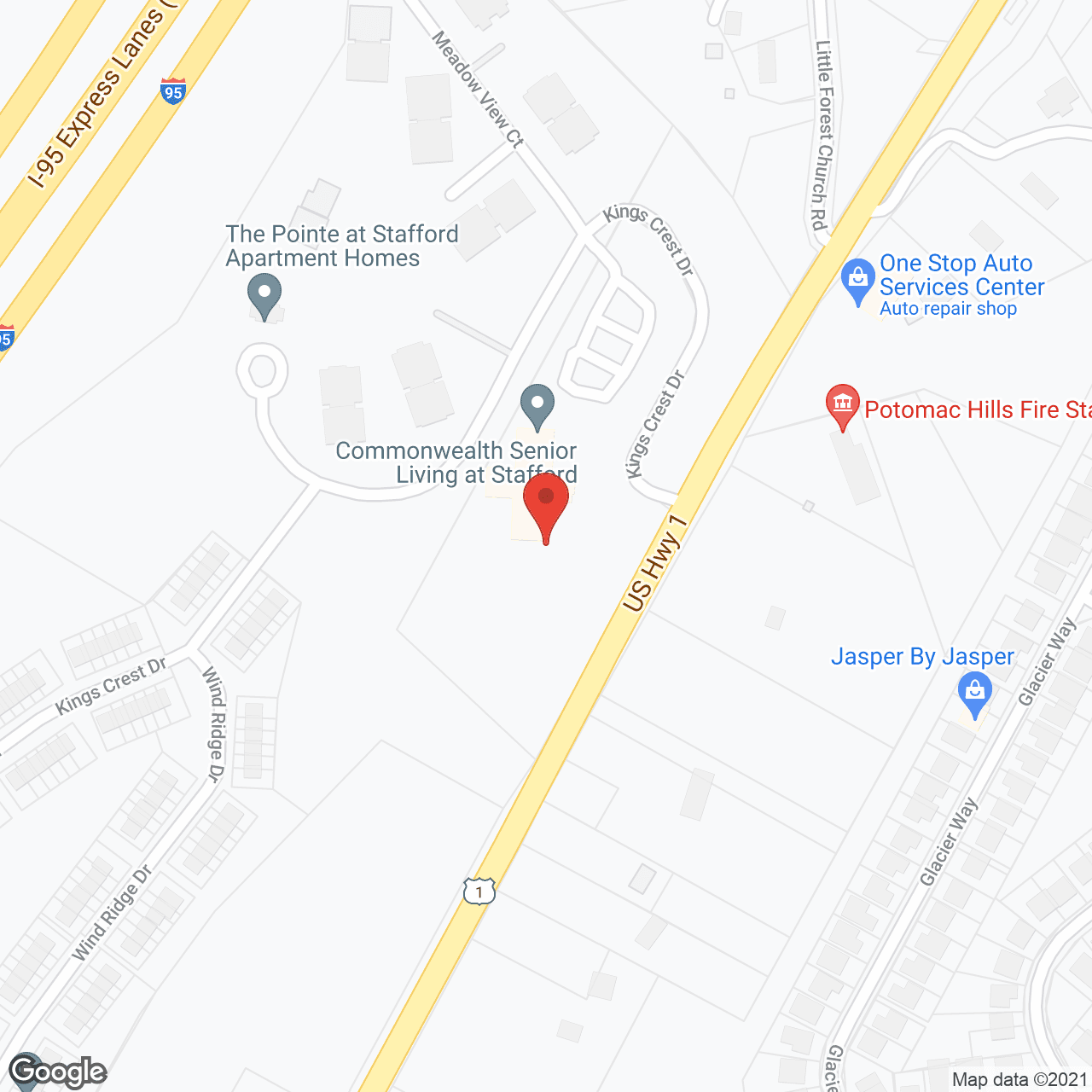 Commonwealth Senior Living at Stafford in google map